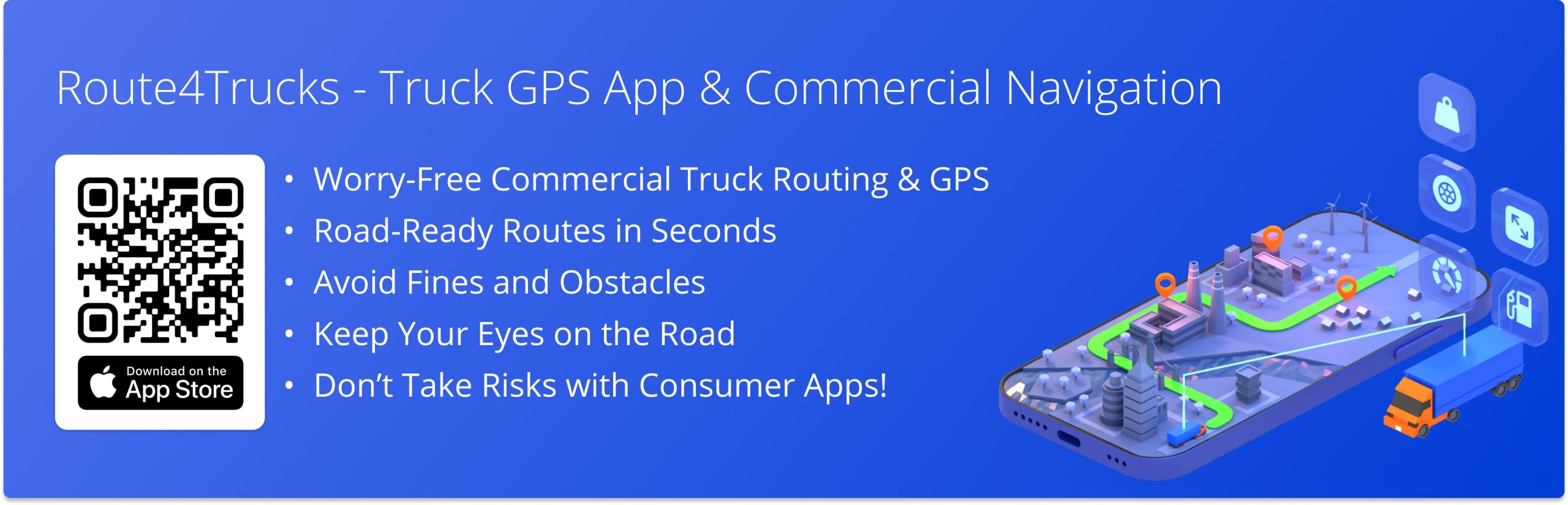Route4Trucks - multi-stop route planner app with in-app GPS truck navigation for truckers and commercial vehicles.
