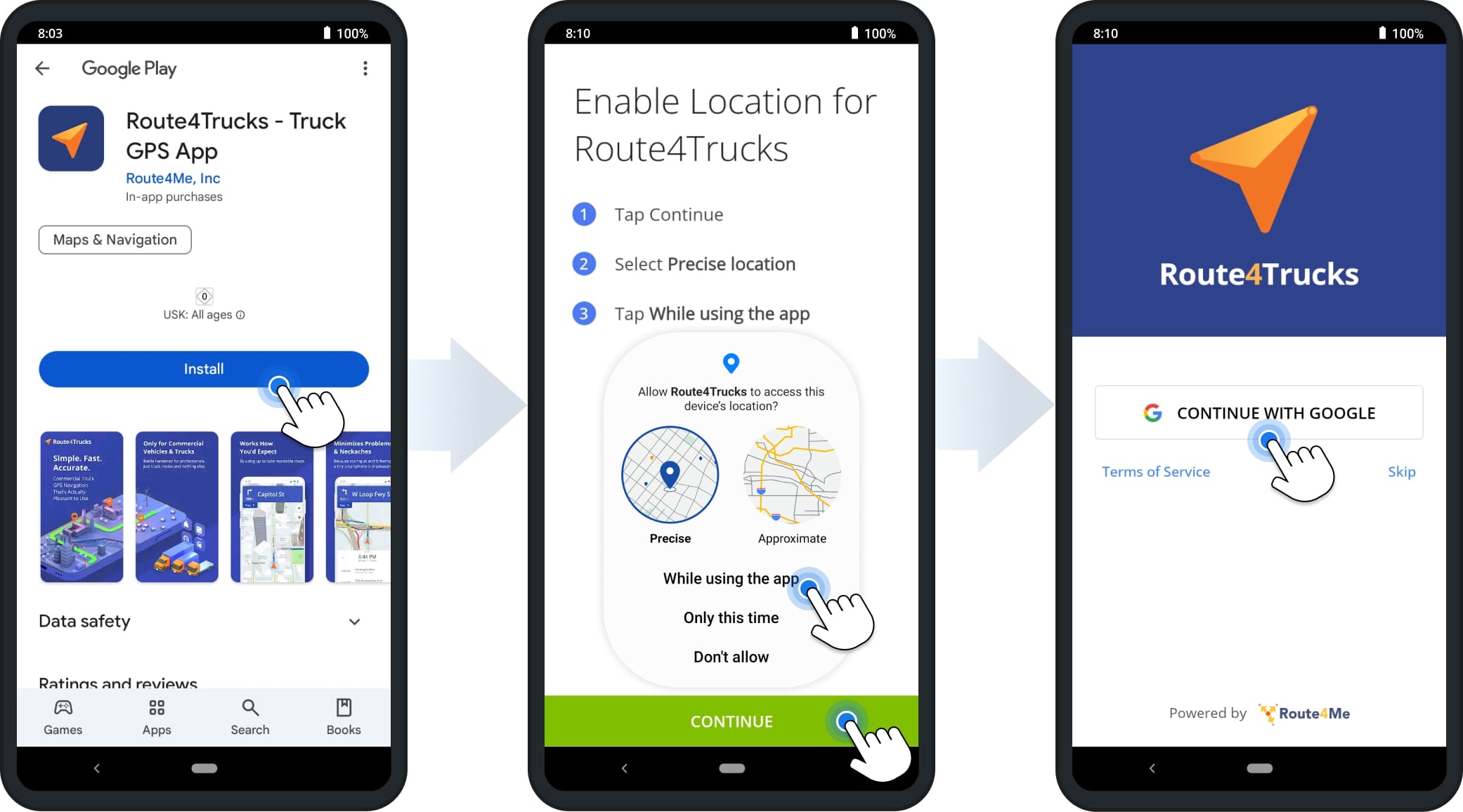 Download and install the best free truck routing app on Android from the Play Store.