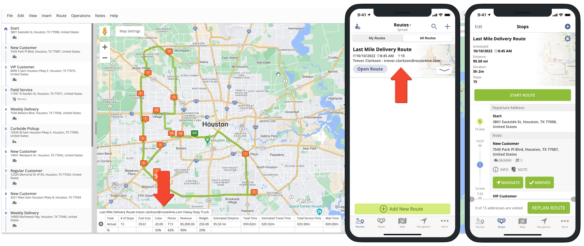 Dispatch routes to drivers from the Route4Me Web Platform to Route4Me's mobile driver apps for iPhone and Android.
