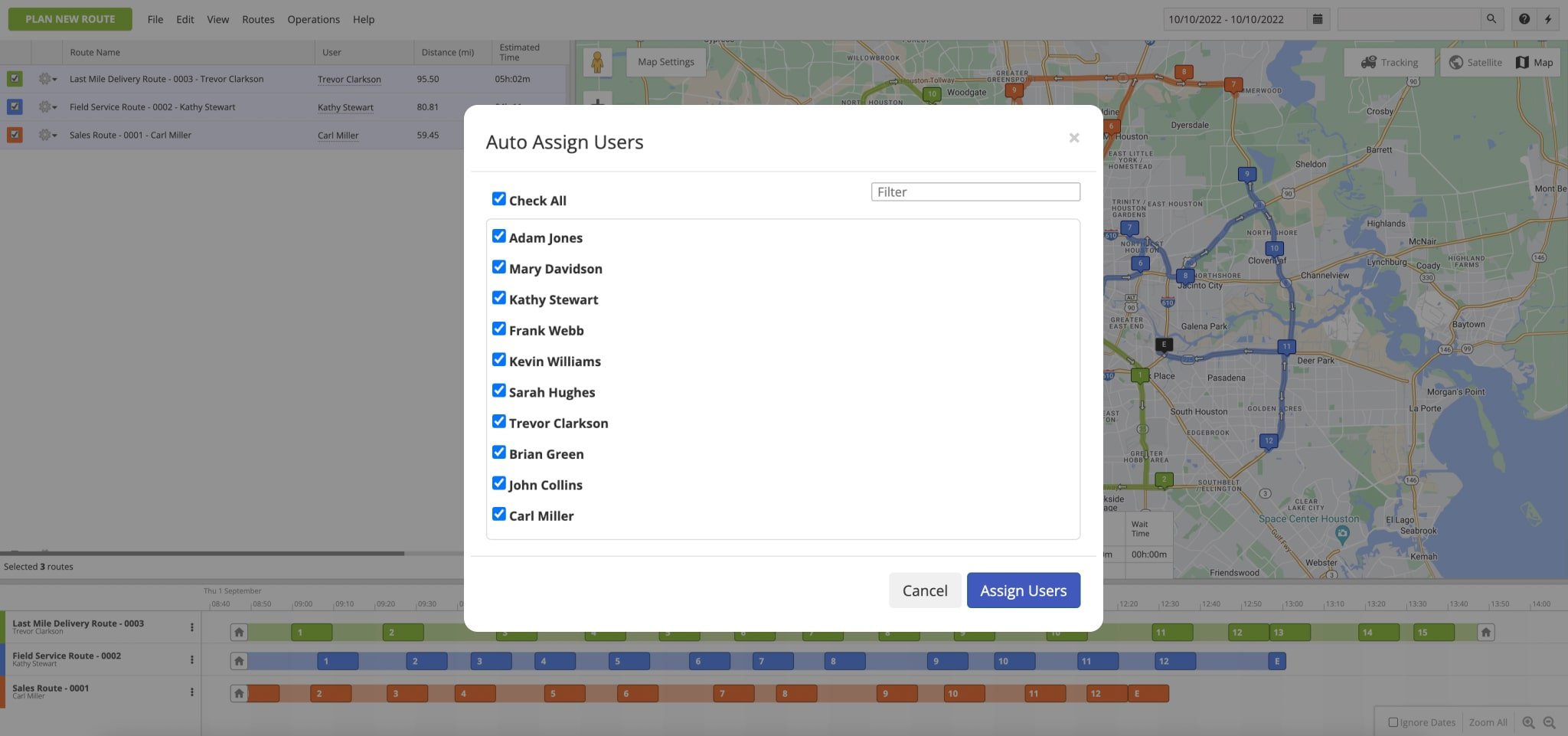 Route4Me automatically dispatches multiple routes to multiple drivers and users.