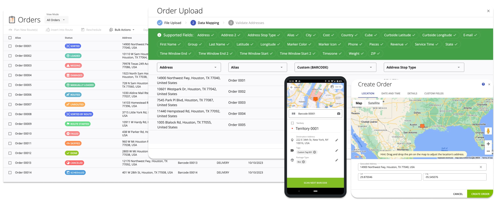 Add, upload, and automatically import orders through API into Route4Me's Order Delivery Management System.