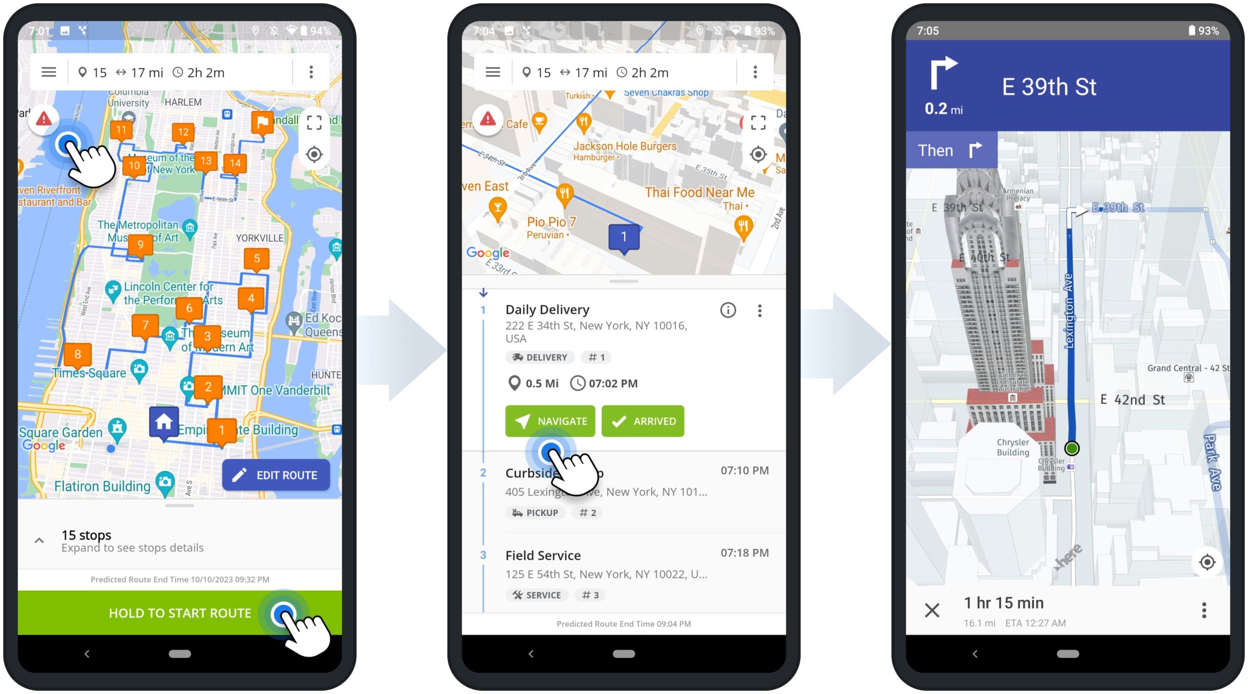 Use offline navigation and navigate multi-address routes offline on Route4Me's Mobile Android Route Planner app.