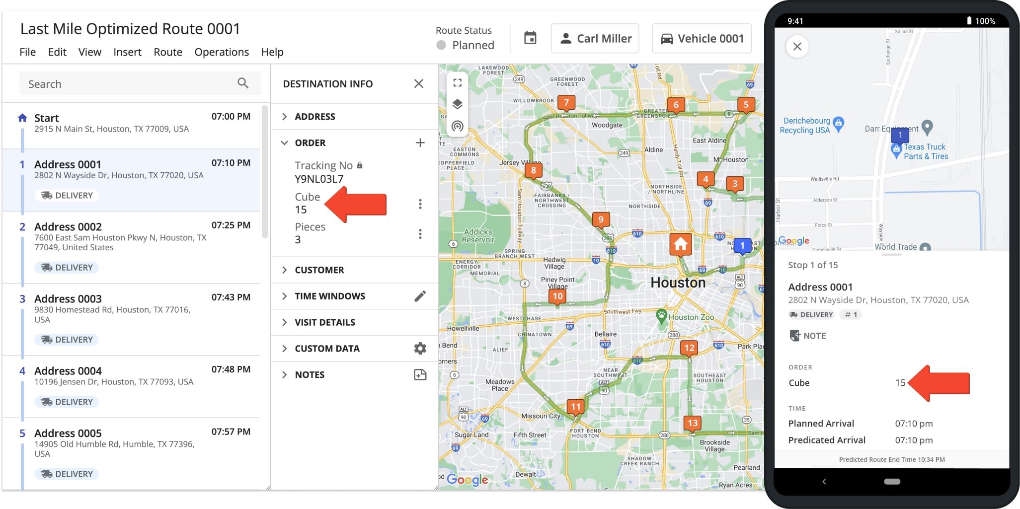 Changes made to routes or route destinations, such as modifying the Cube Business Rule for an address are automatically synched to the connected devices of all respective users associated with the route or main Route4Me account.