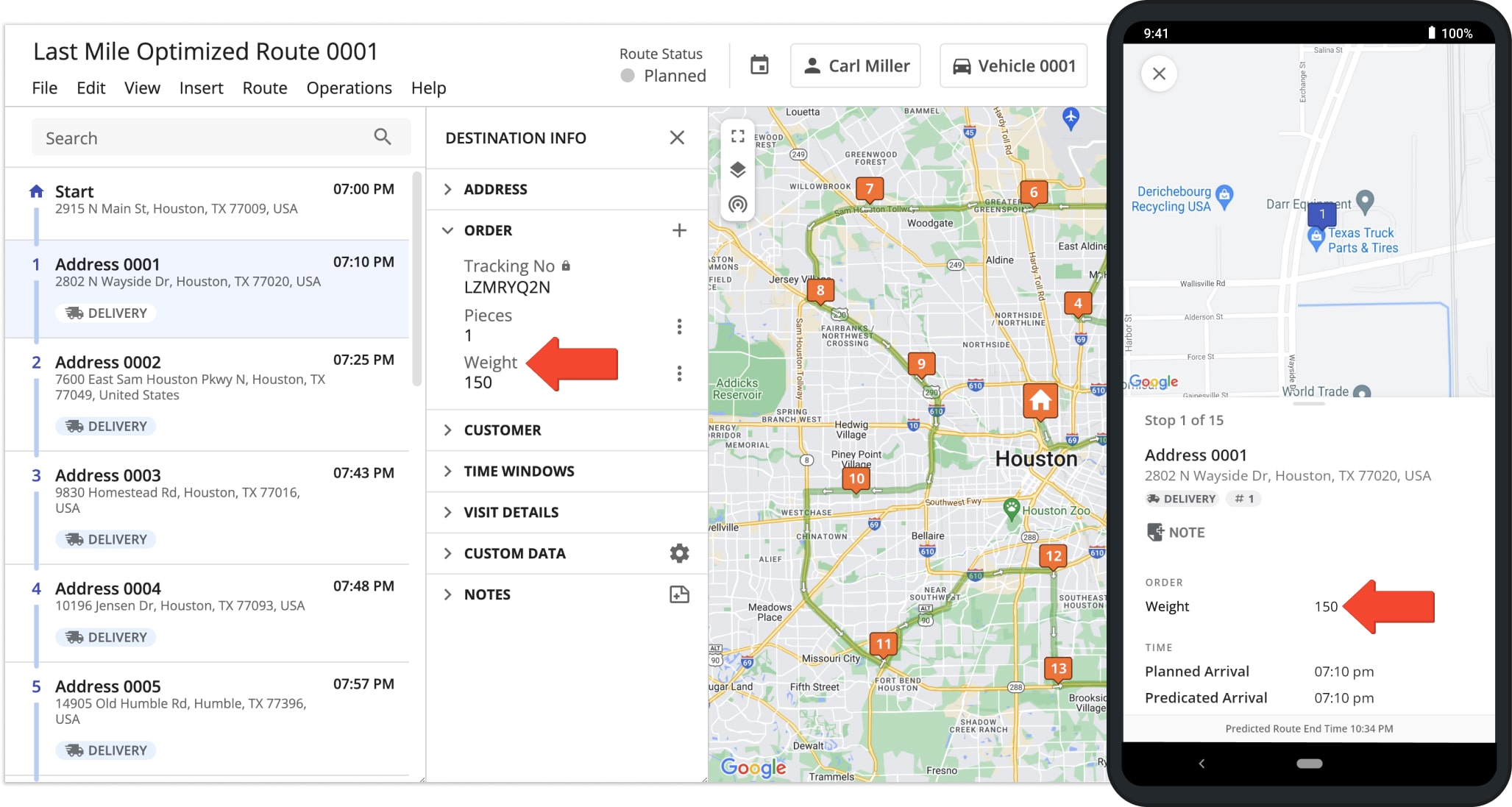 Changes made to routes or route destinations, such as modifying the Weight Business Rule for an address are automatically synched to the connected devices of all respective users associated with the route or main Route4Me account.