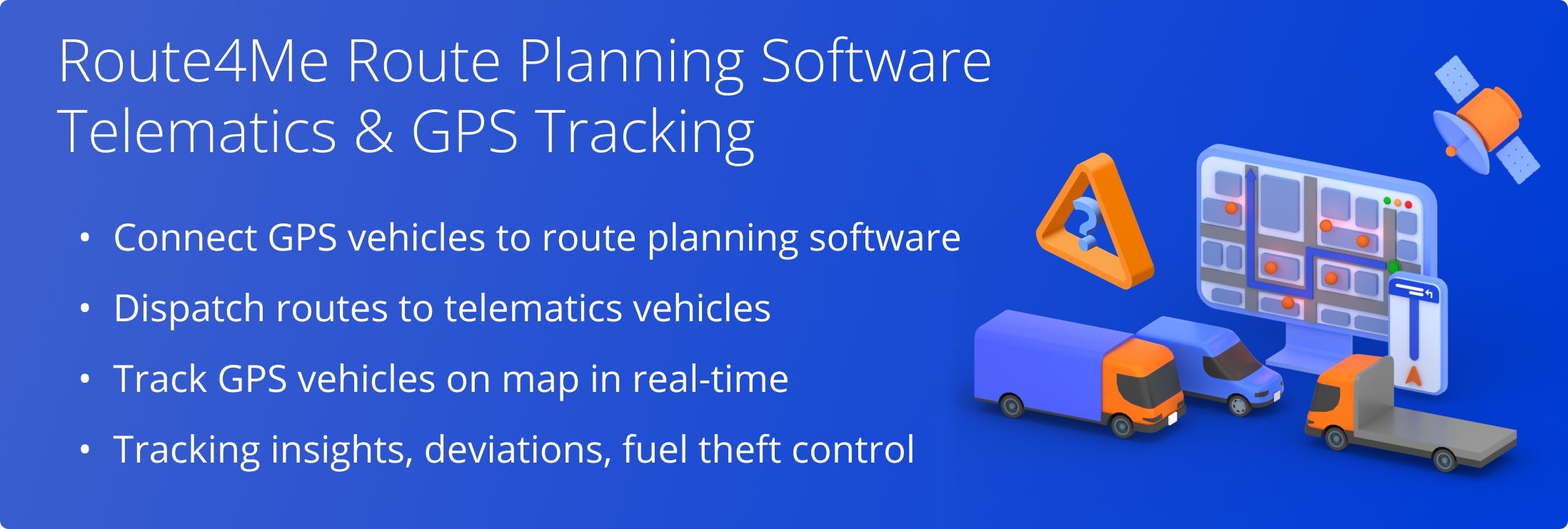Route4Me Fleet Management Software: Connect telematics vehicles, dispatch last mile routes to vehicles, and track GPS vehicles on a map in real-time.