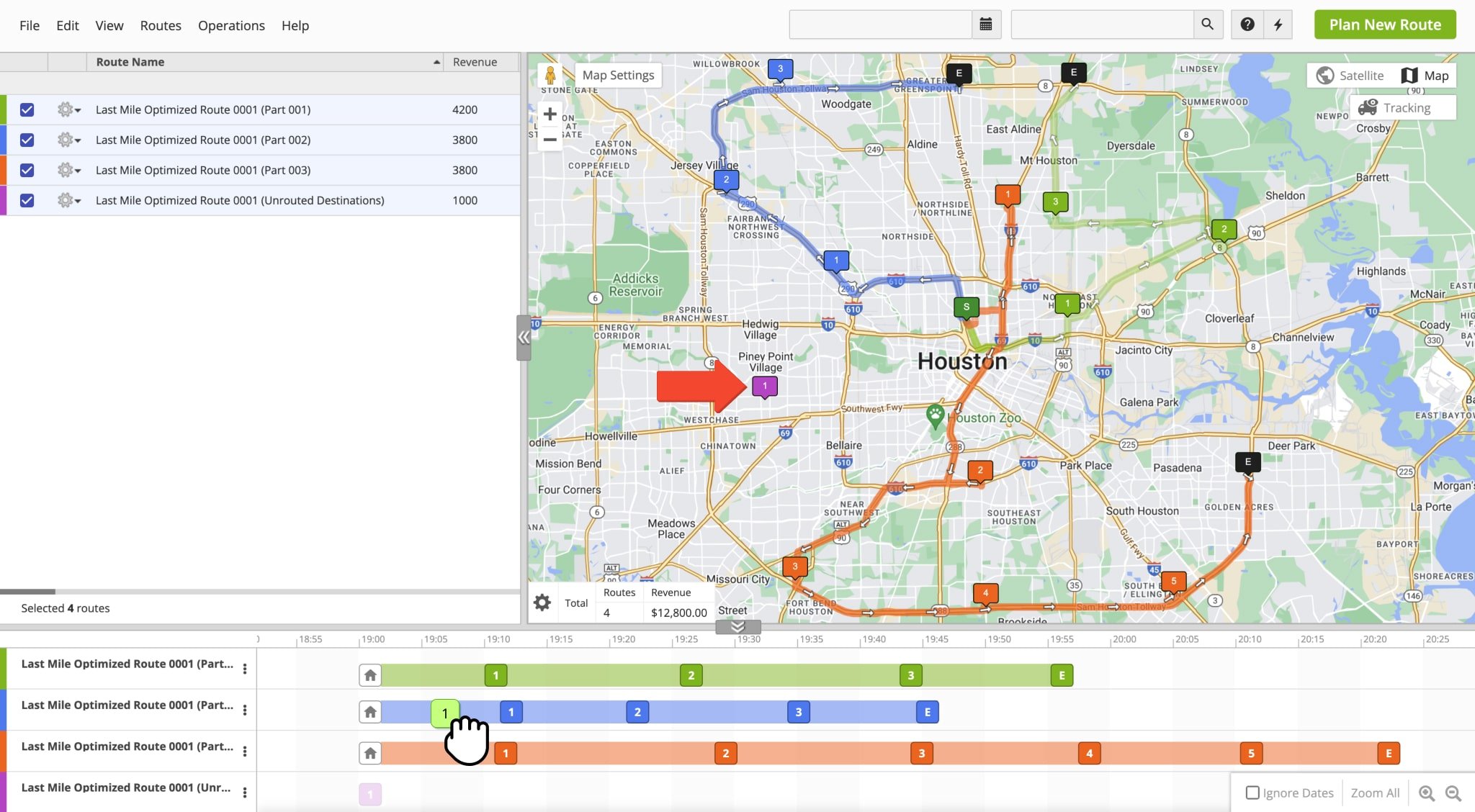 Add unrouted destinations to planned routes on the Routes Map to include all addresses into your routes.