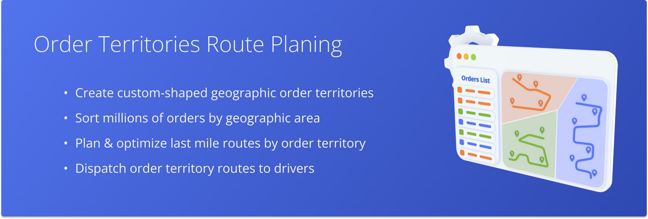 Route4Me's Territory Orders are used for optimizing multi-stop routes within geographical areas.