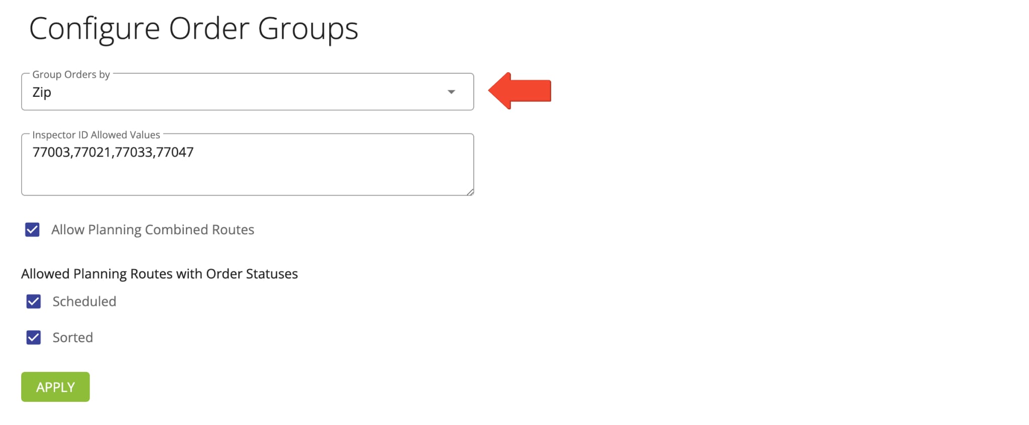 Group orders by ZIP code to create custom Order Groups for repeat route planning and optimization.