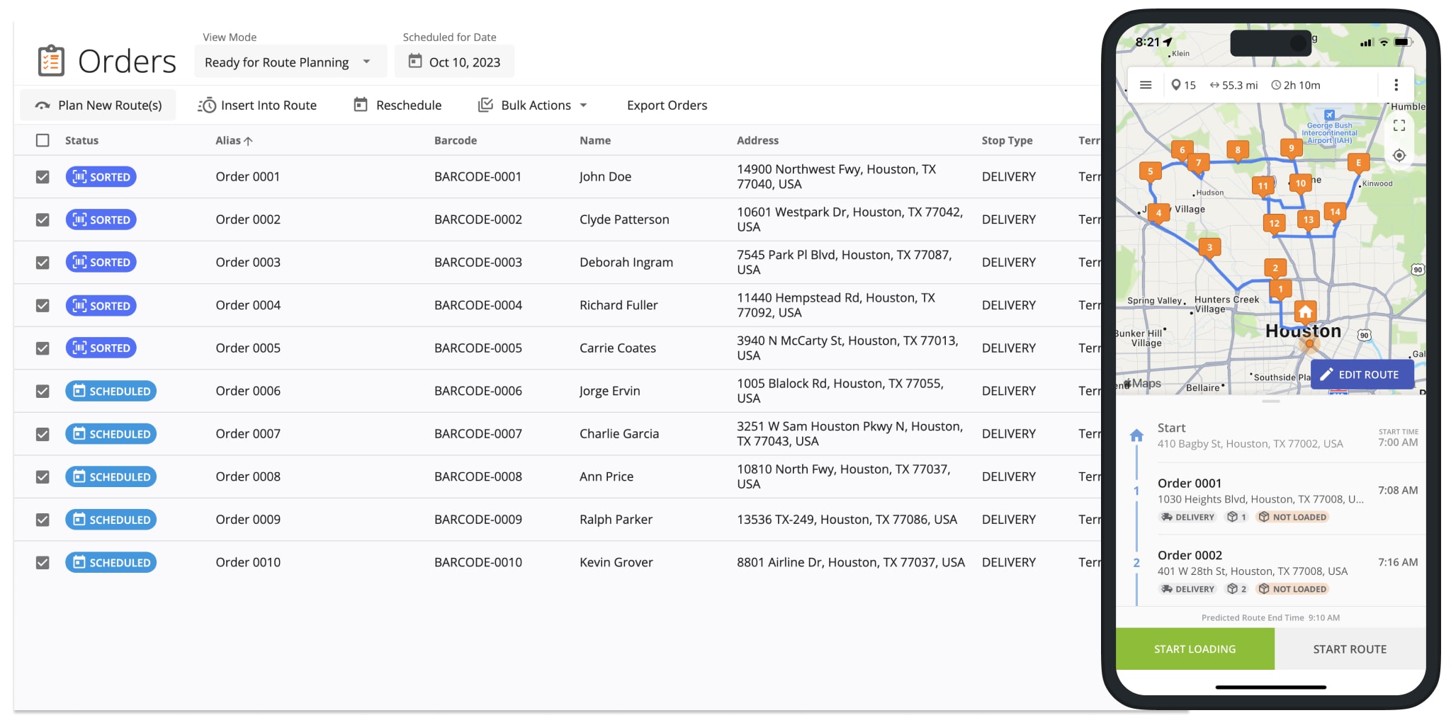 Orders List Routing Plan And Optimize Routes With Orders