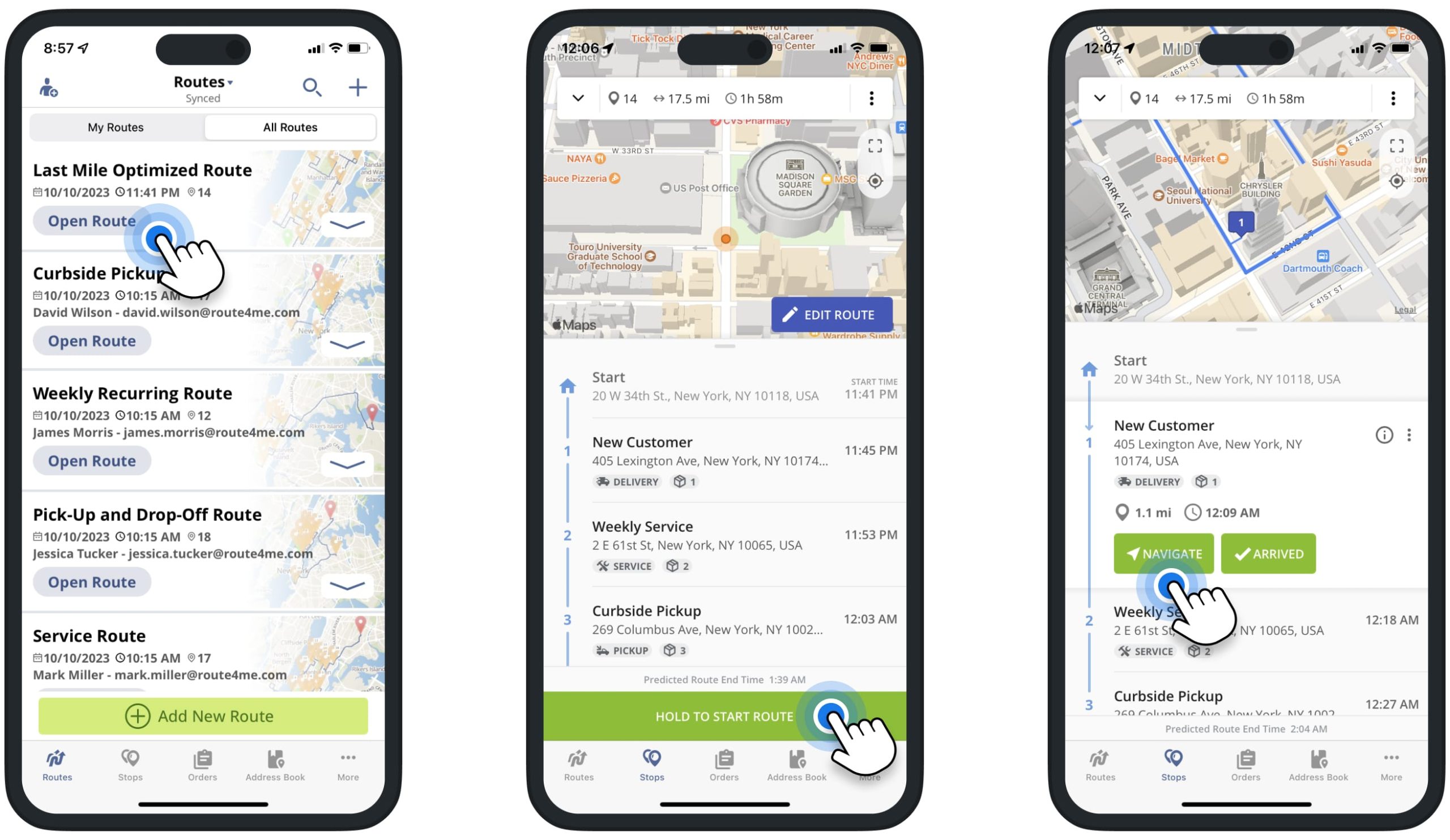 Open and start the route on the multi-stop route planner app with voice-guided in-app GPS navigation.