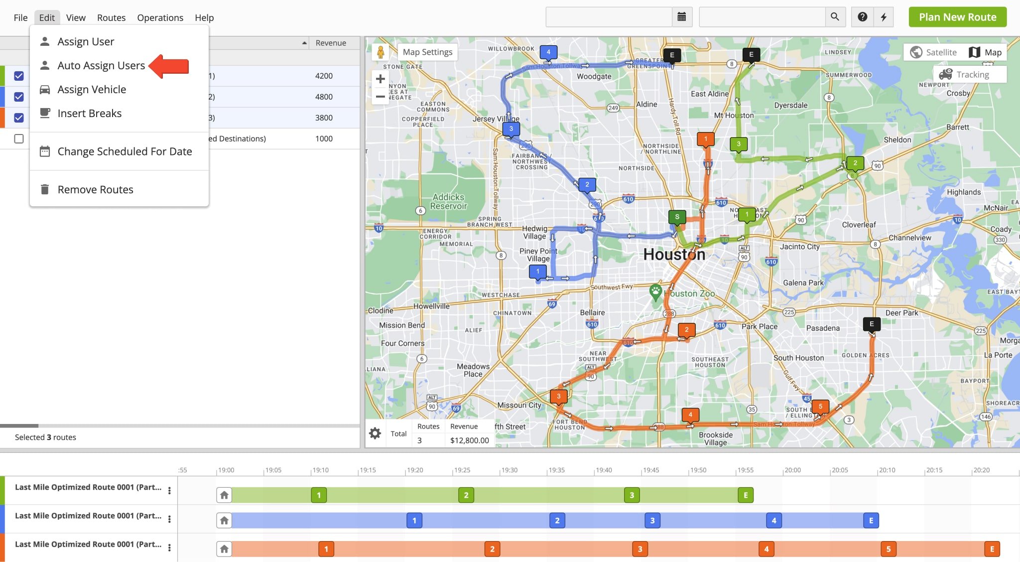 Automatically assign drivers to routes on the interactive route planning Routes Map.
