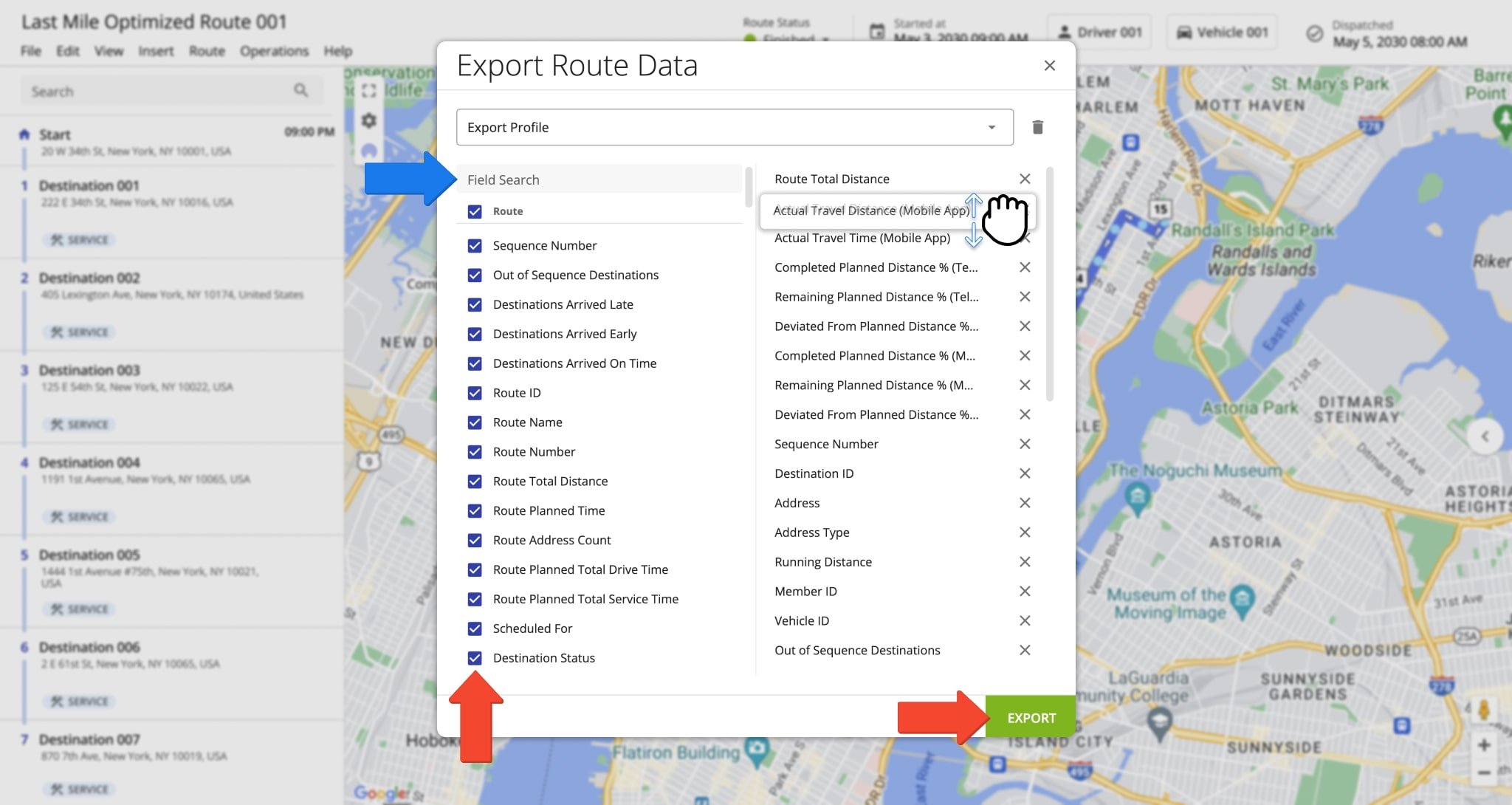 Customize your GPS fleet tracking CSV spreadsheet with the preferred tracking analytics items.