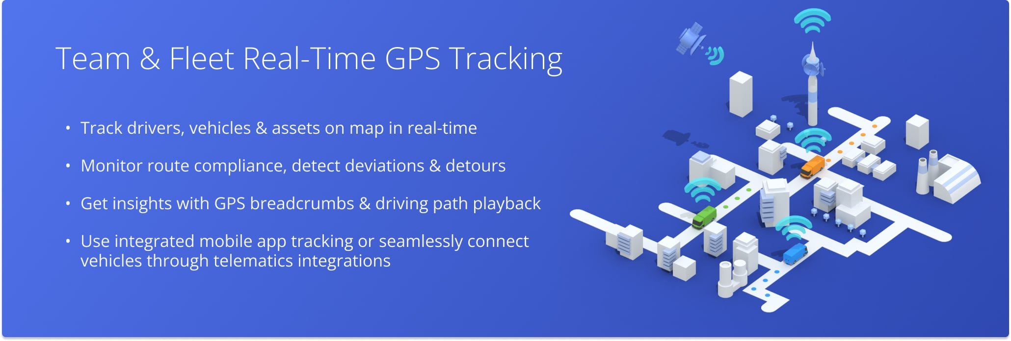 Track the exact GPS location of your field employees. See where your drivers are, where they've been with detailed tracking history, view their route compliance, and more with Route4Me's GPS driver tracking.