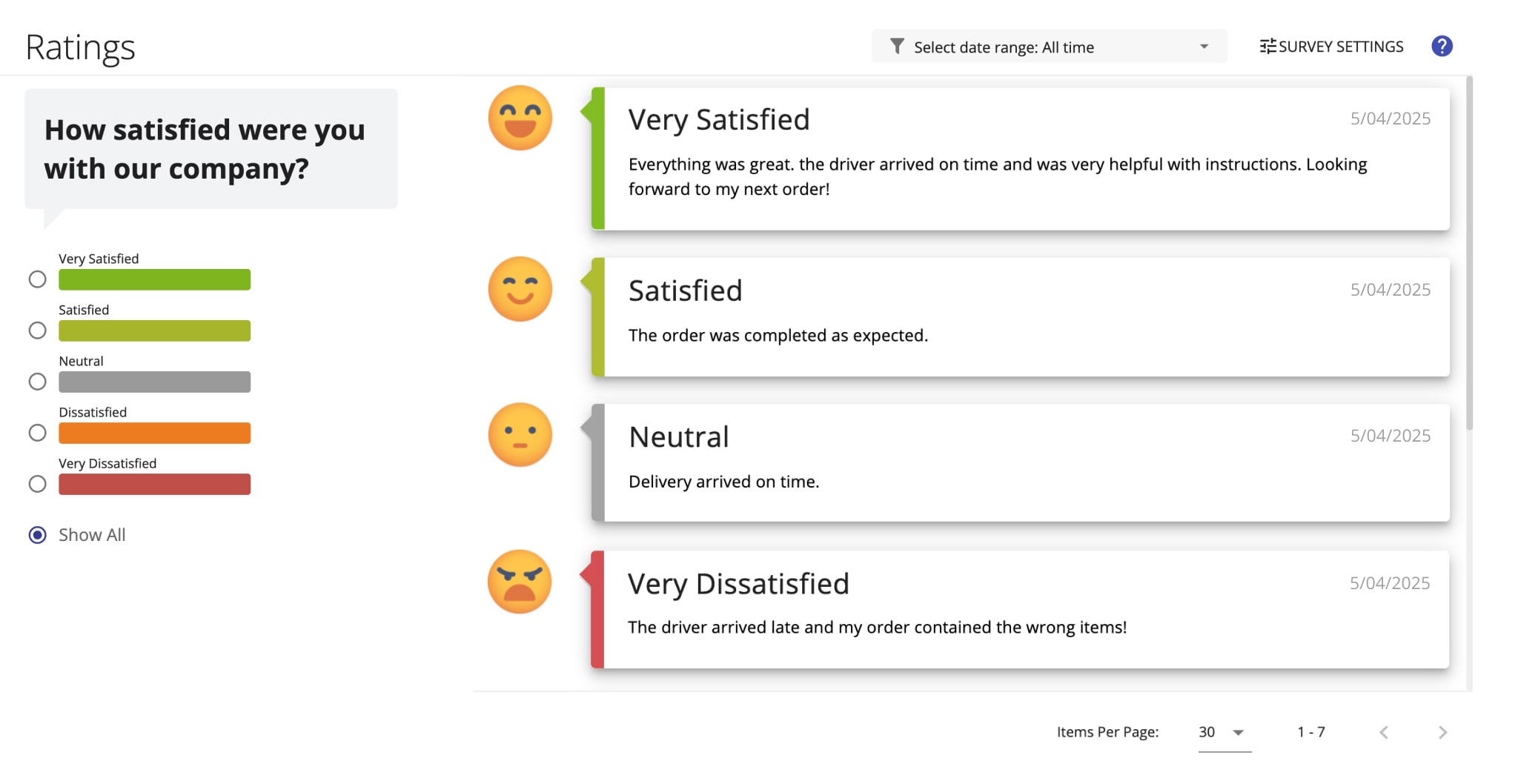 You can automatically send a customer satisfaction survey for driver rating to your customers to collect satisfaction data.