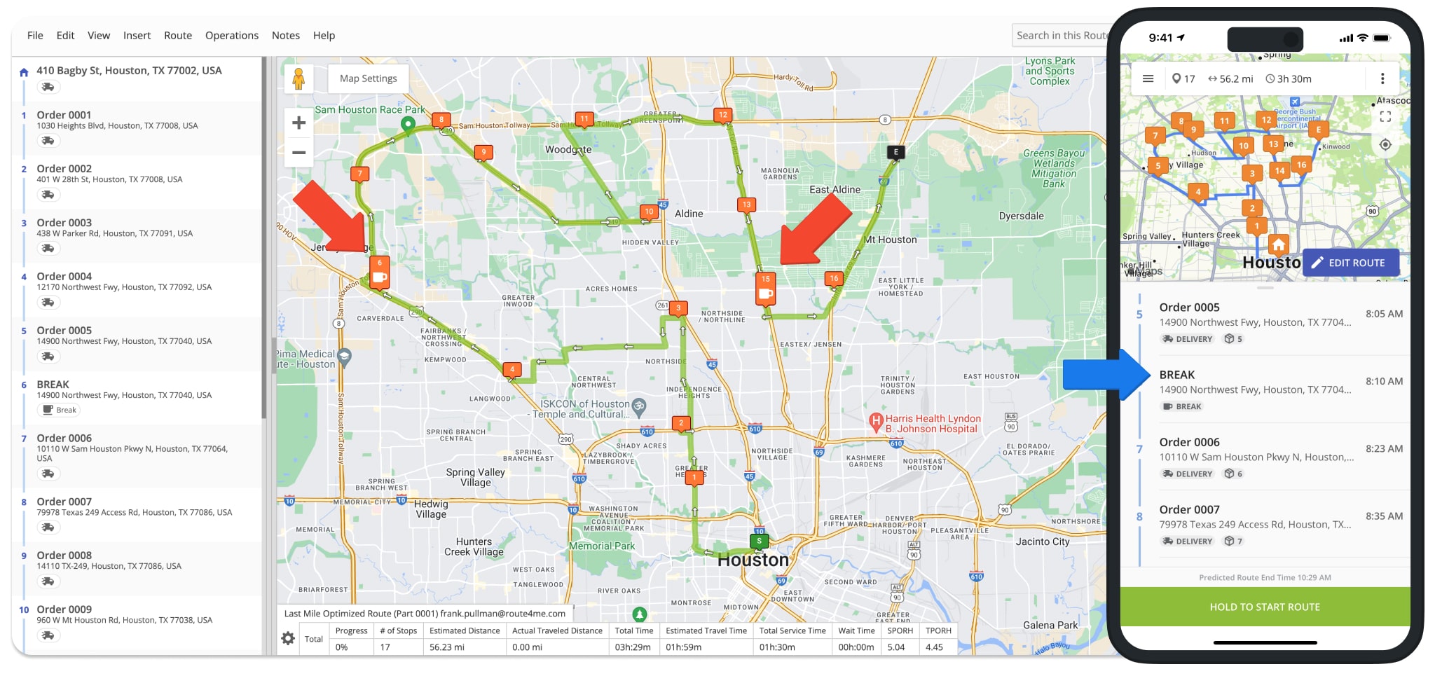 Drivers can open dispatched routes with Driver Breaks using Route4Me's Route Planning Driver apps.