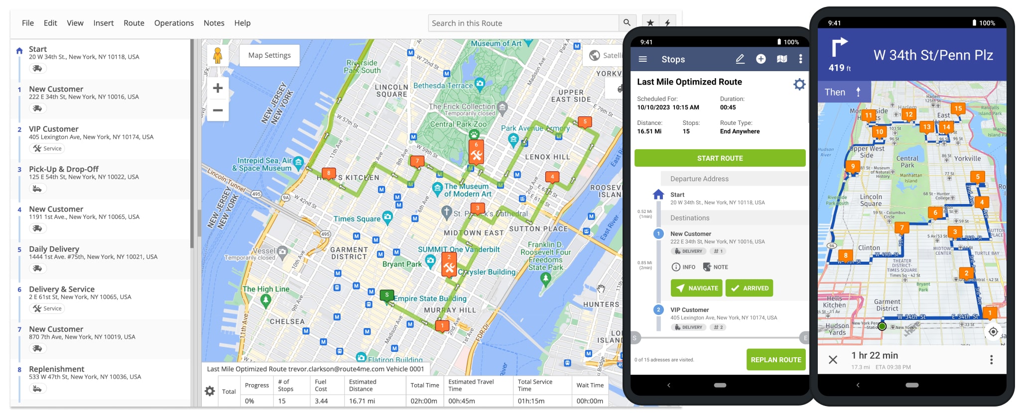 Real-time route data synchronization between Route4Me's Website and mobile Android route planner app for drivers.
