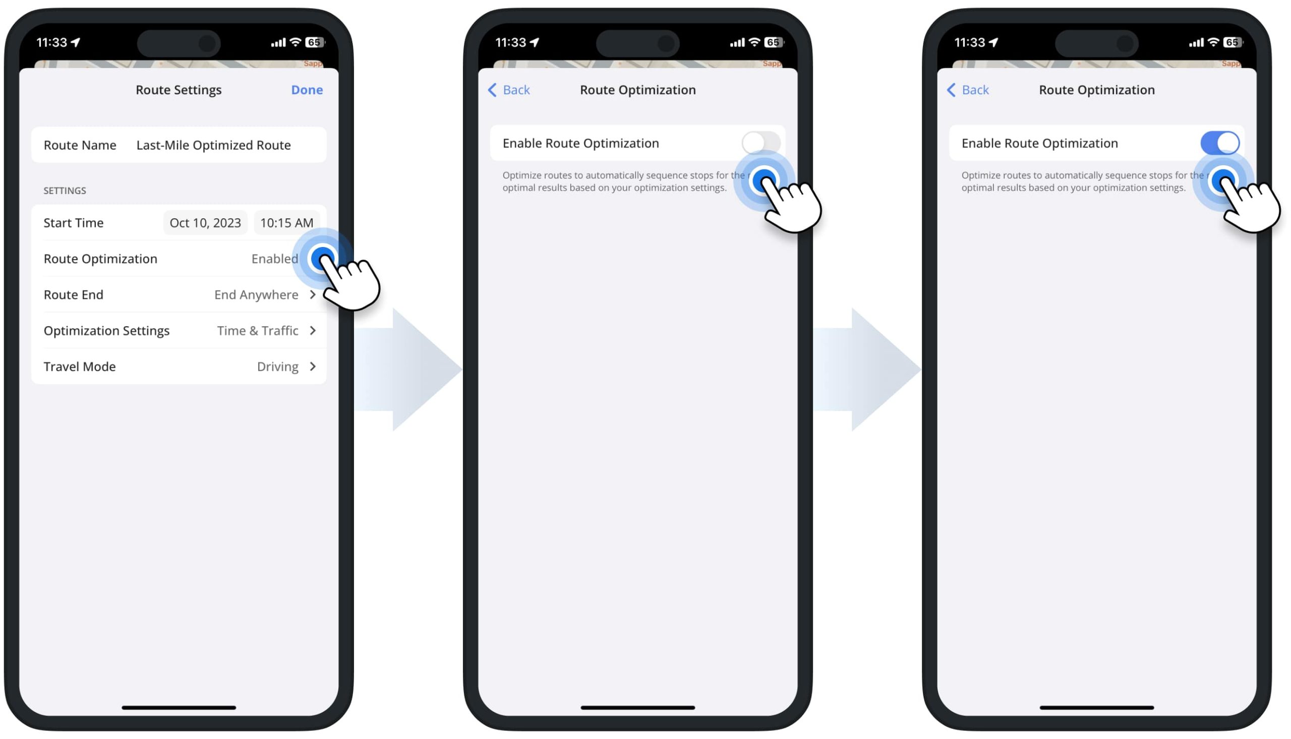 Enable route optimization and address sequencing on Route4Me's iPhone Multi-Stop Route Planner app.