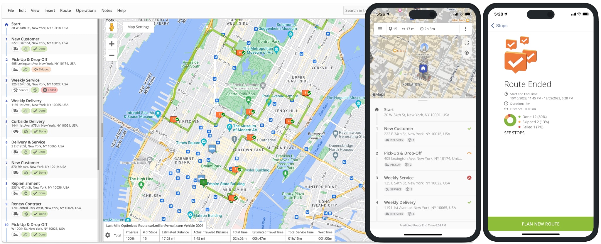 Synchronizing route data in real-time between Route4Me's mobile driver route planner app and Web Platform.