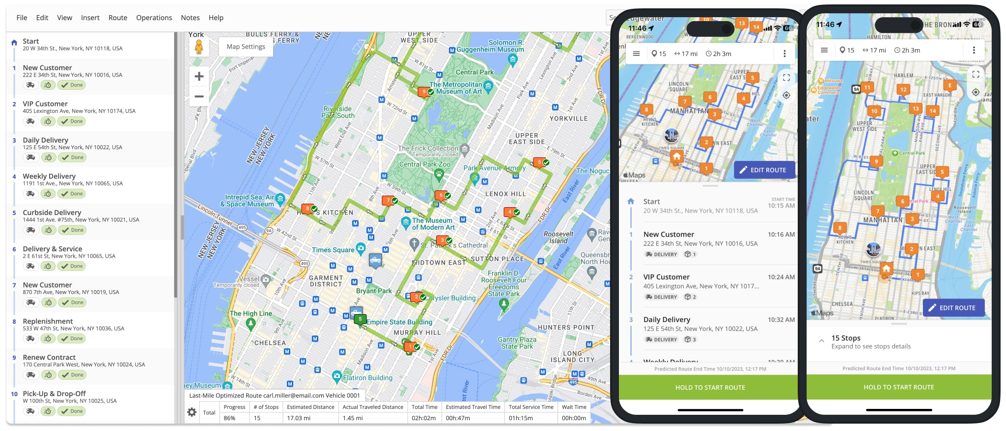 Real-time route data synchronization across multiple devices and accounts between Route4Me's iPhone Route Planner app and Web Platform.