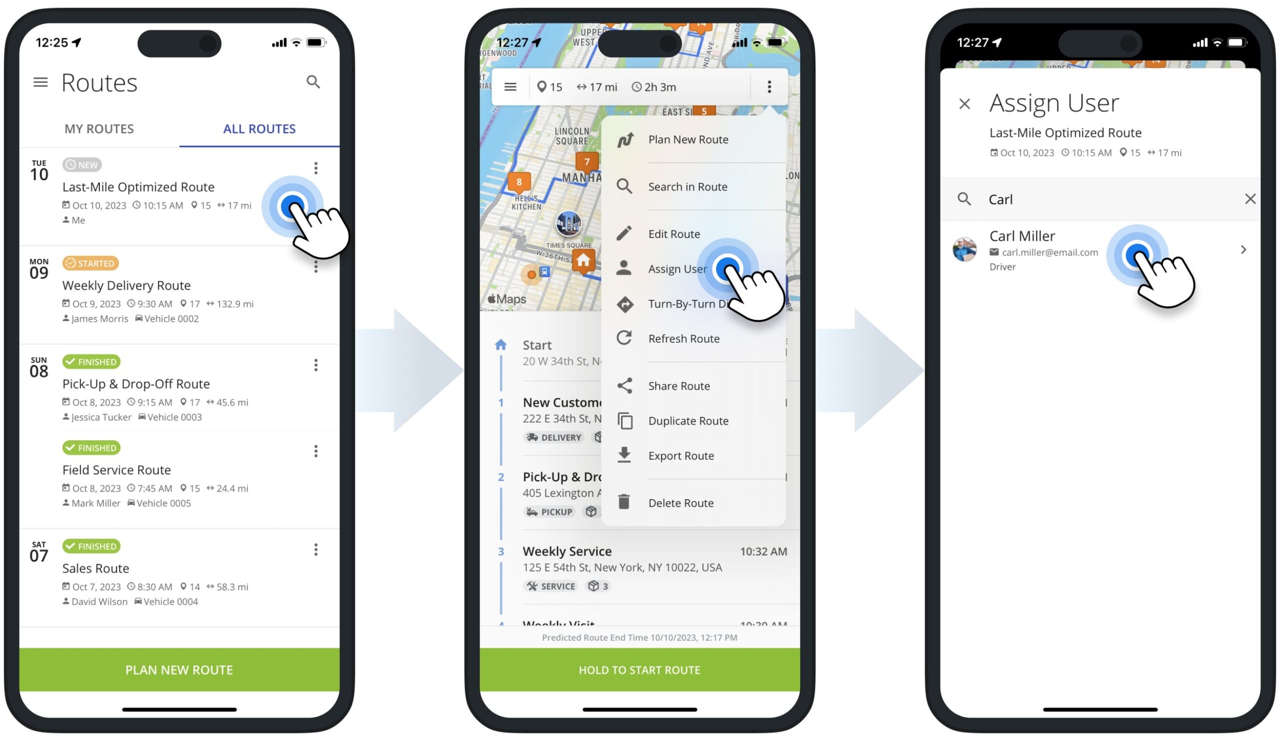 Dispatching routes to drivers, managers, route planners, and other team members using Route4Me's iPhone Route Optimization app.