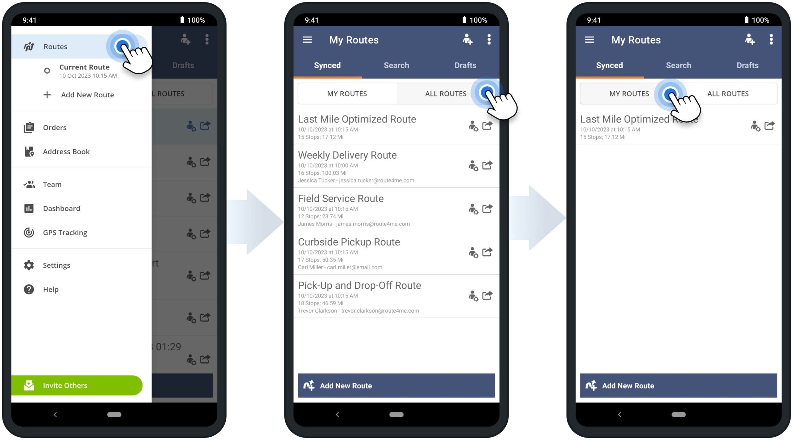 Open your and team routes on Route4Me's mobile route planning app for delivery drivers, field service, and field sales.