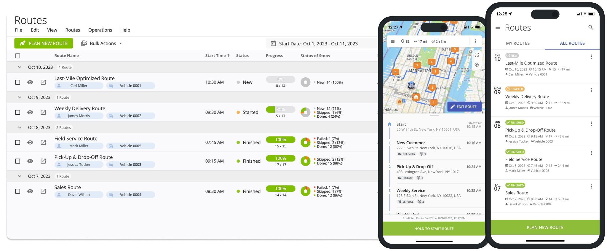 Synchronizing last-mile routes and route data between Route4Me's Mobile iPhone Route Planner app and Web Platform in real-time.