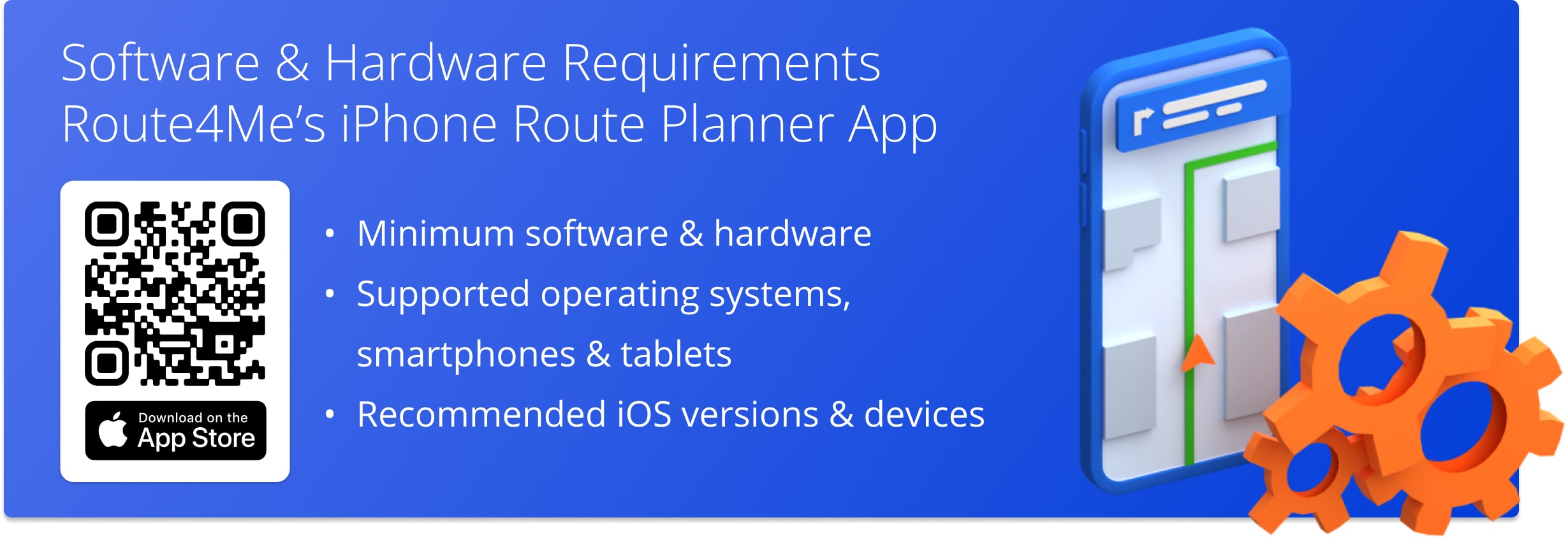 Route4Me's iPhone Route Planner app software and hardware requirements, supported iOS operating systems and devices.