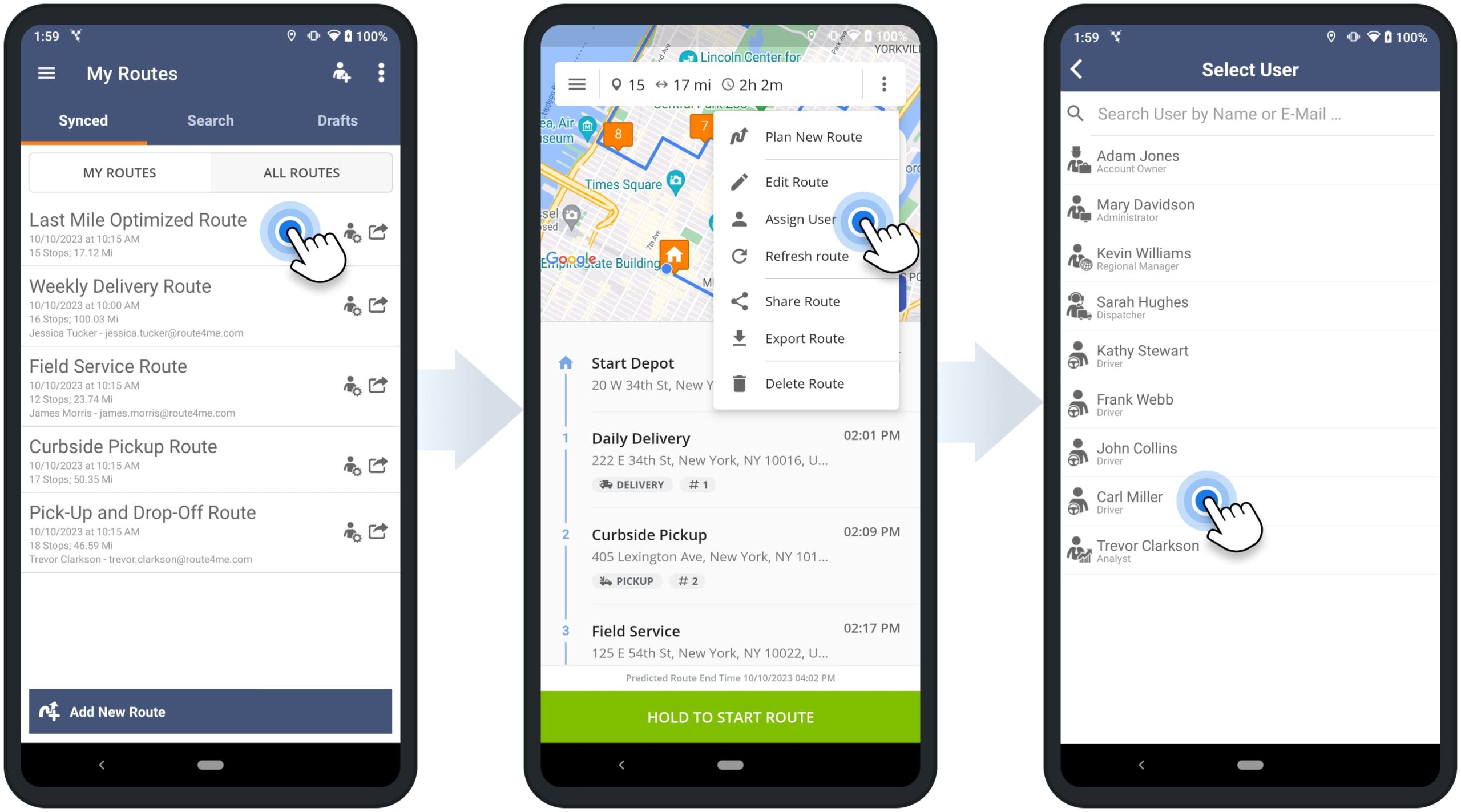 Open and dispatch routes to drivers, managers, route planners, and other team members using Route4Me's Android Route Planner app.