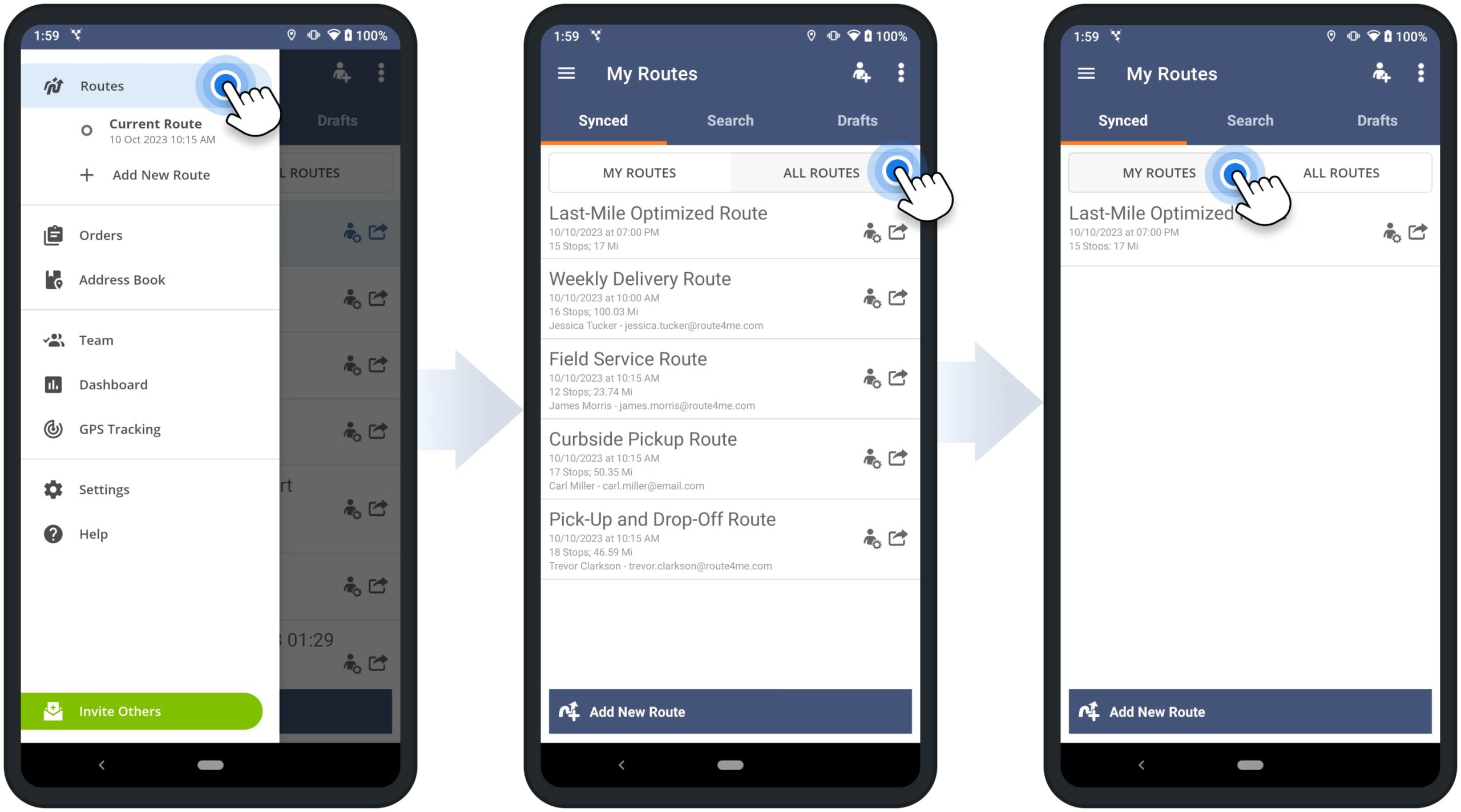 Open and access your and your team's routes using Route4Me's Mobile Route Planning app for delivery drivers, field service, and field sales.