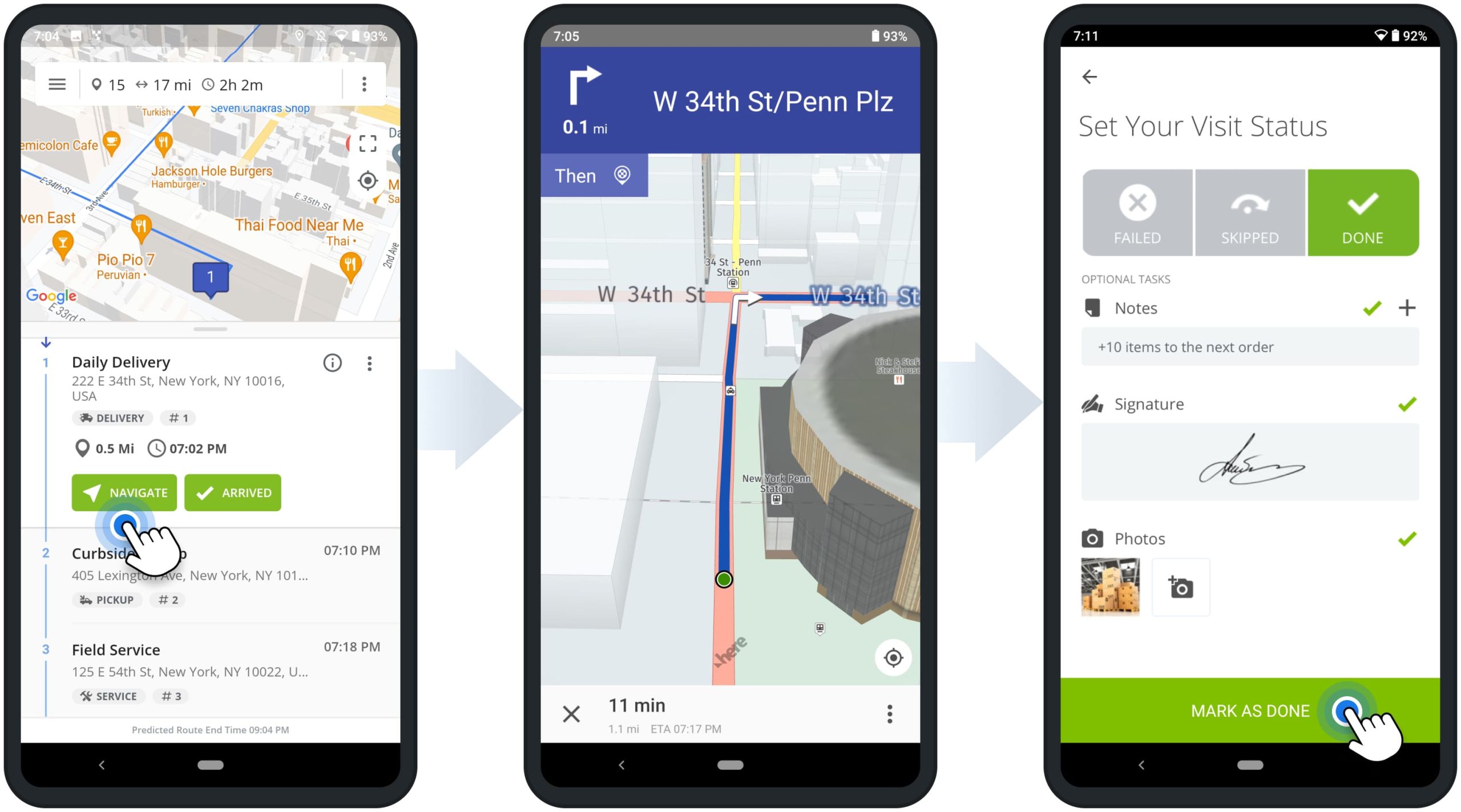 Start, navigate, and complete last-mile routes using Route4Me's Android Route Planner driver mobile app.