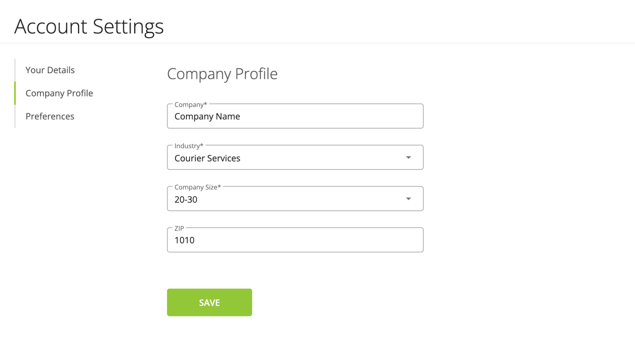 Your Details in Route4Me Account Settings: first and last name, profile photo, sign-in email and password, and contact phone number.