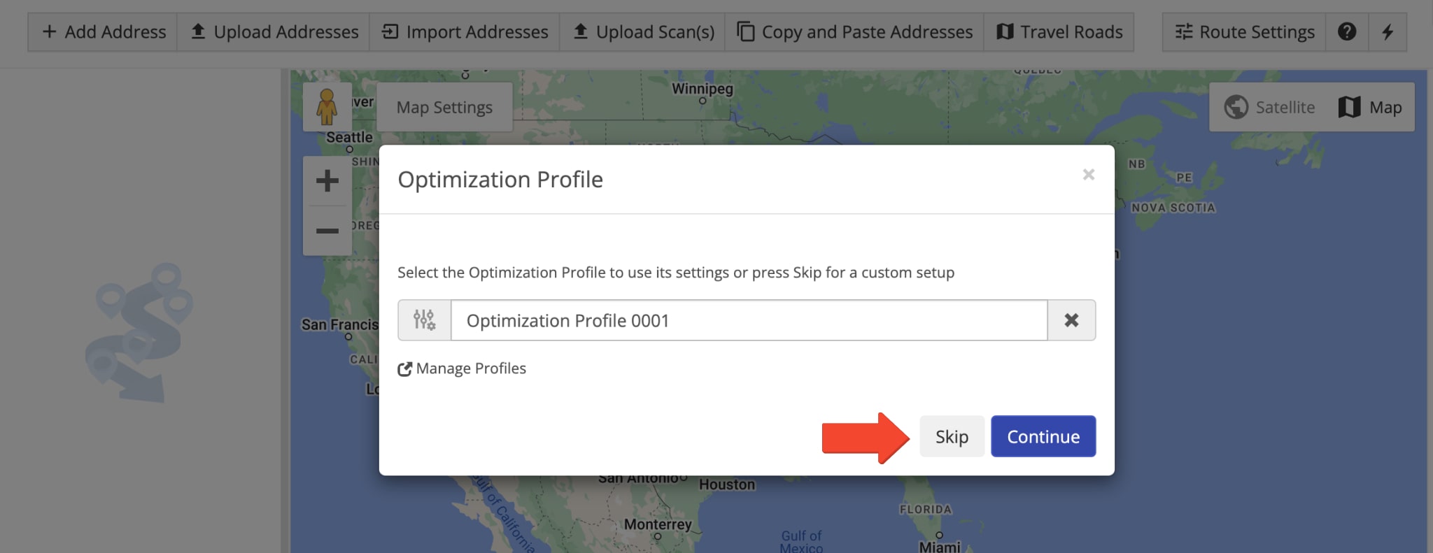 Customize route optimization settings to set up Flexible Start Time and automatically schedule routes.