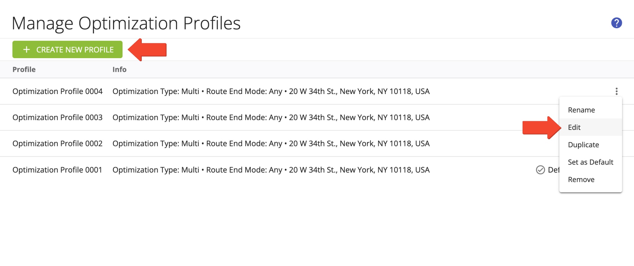 Creating or editing Route4Me Optimization Profiles for adding Flexible Route Start Time.