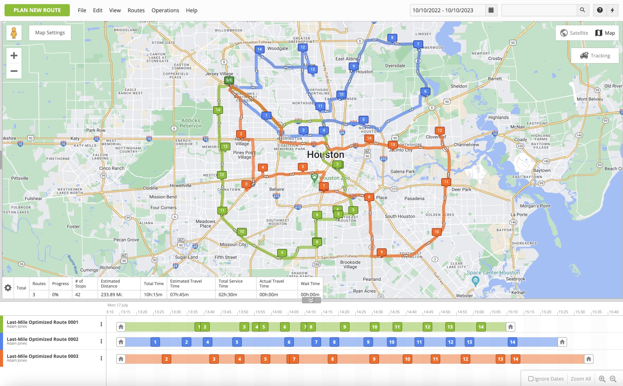 Manage planned and optimized last mile routes in Route4Me's Route Editor, Routes Map, and Routes List.