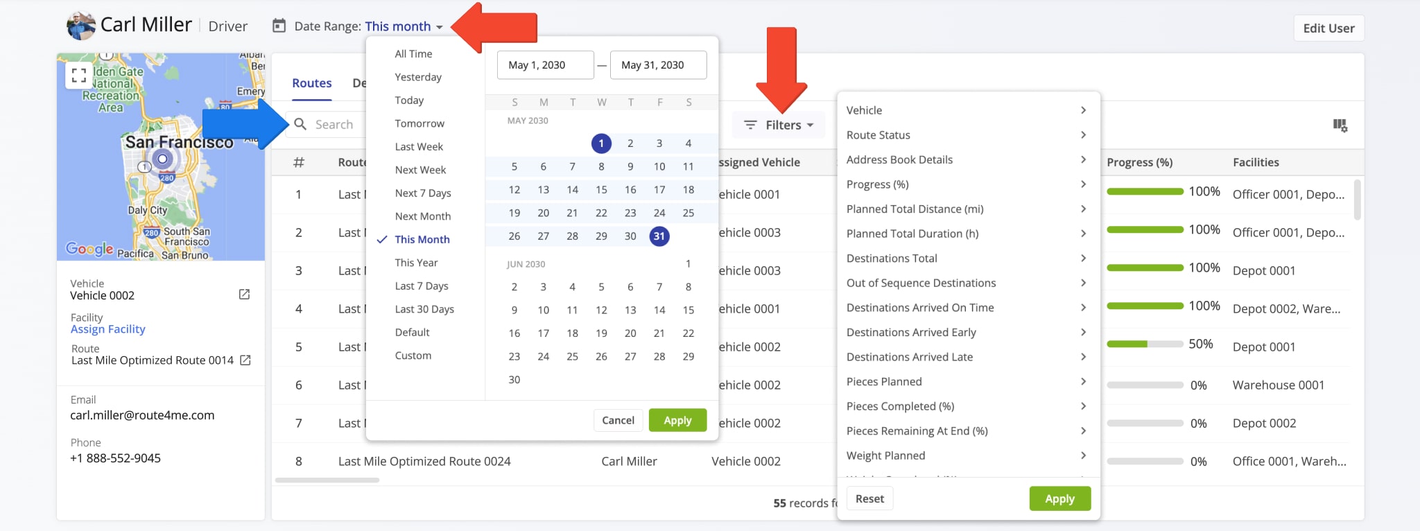 Filter the User Snapshot by Date Range and your preferred filter settings.