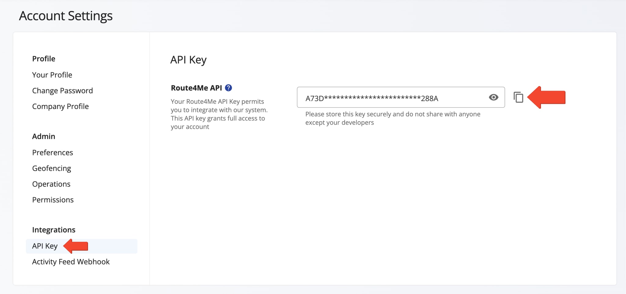 Access and copy your Route4Me Account API Key to access flexible, automated route planning and optimization solutions designed for last mile and logistics-intense enterprise businesses. 