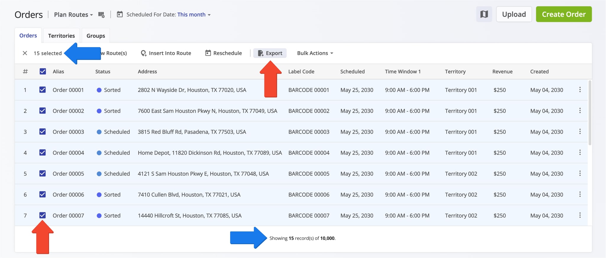 After filtering orders, select the orders you want to export by checking the boxes next to them. Then, click the 'Export' button to export actionable order analytics.