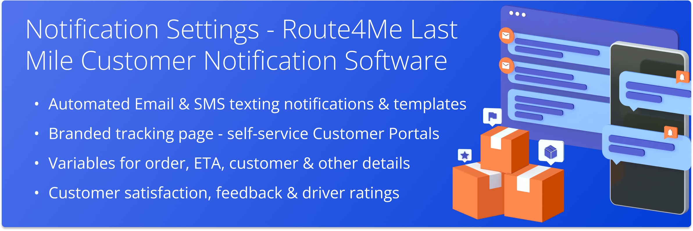 Enable and adjust settings for automated Email and SMS texting notifications. Create customer notification templates, learn about customer order tracking portal, notification types, and more.