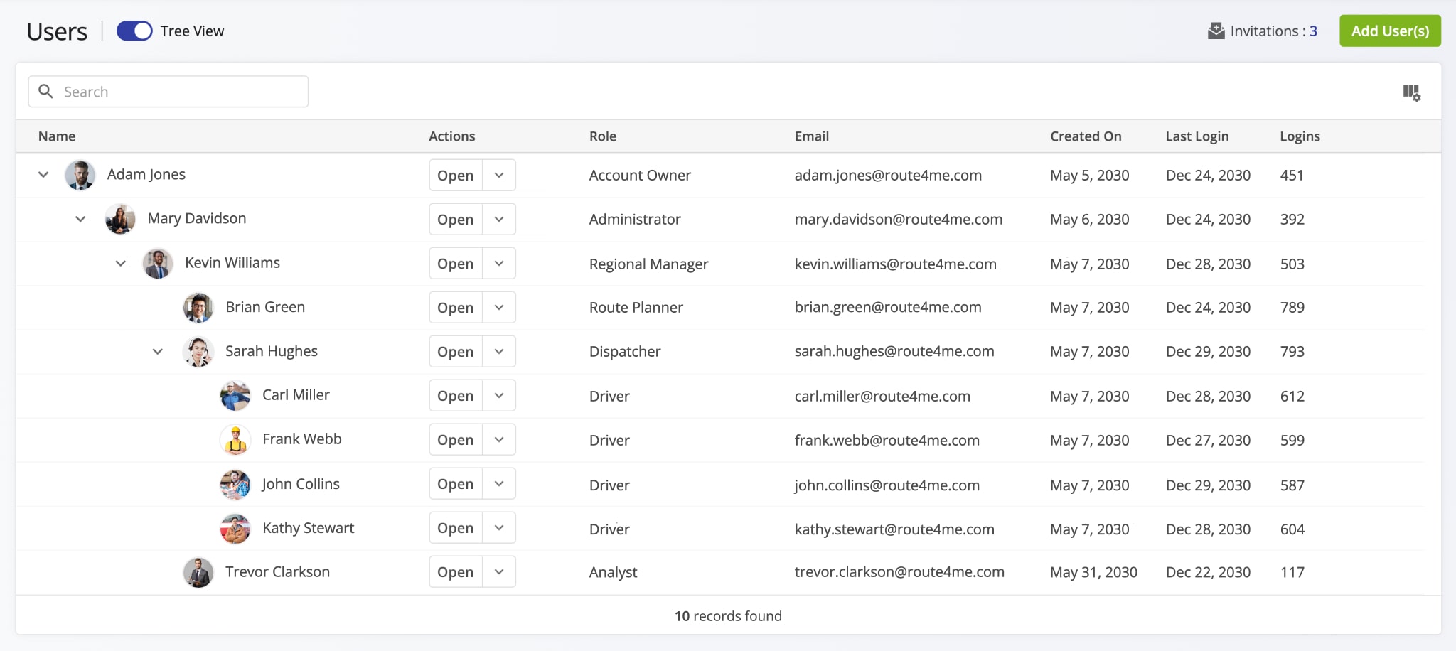 The Assignment Dashboard automatically updates to display new routes, vehicles, and team members.