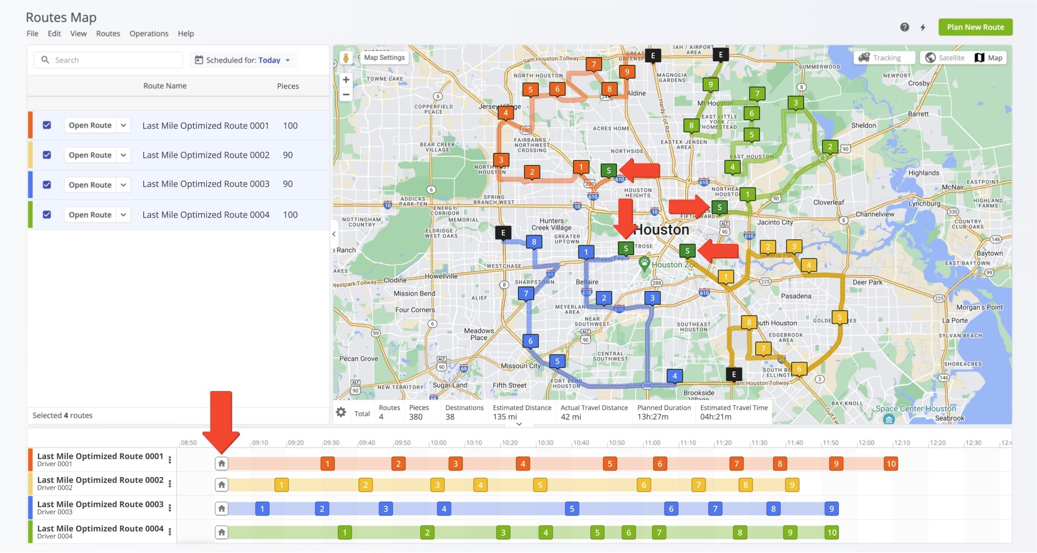 Planning routes with multiple depots is just as easy as planning routes with a single depot. All you have to do is specify which addresses should be used as route depots.