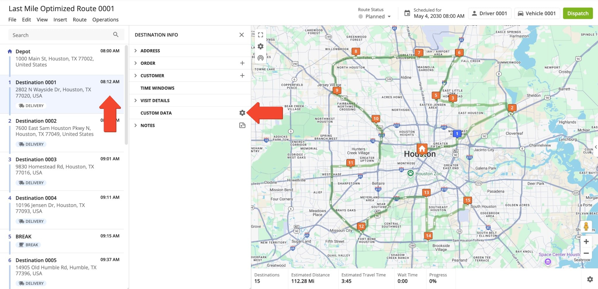 Enabling Workflows for individual route stops for mandatory and optional proof of delivery, service, or visit collection by mobile driver app.