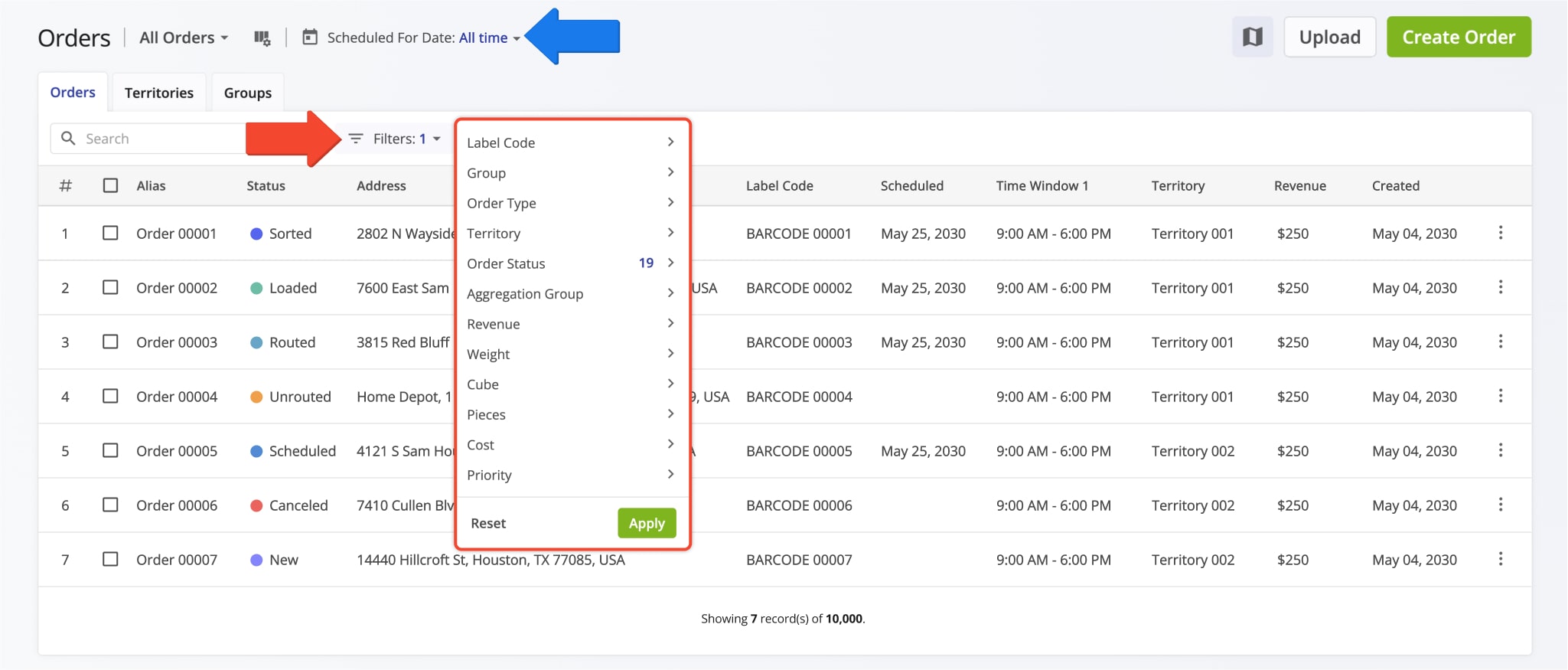 Each View Mode supports a fixed set of filters.