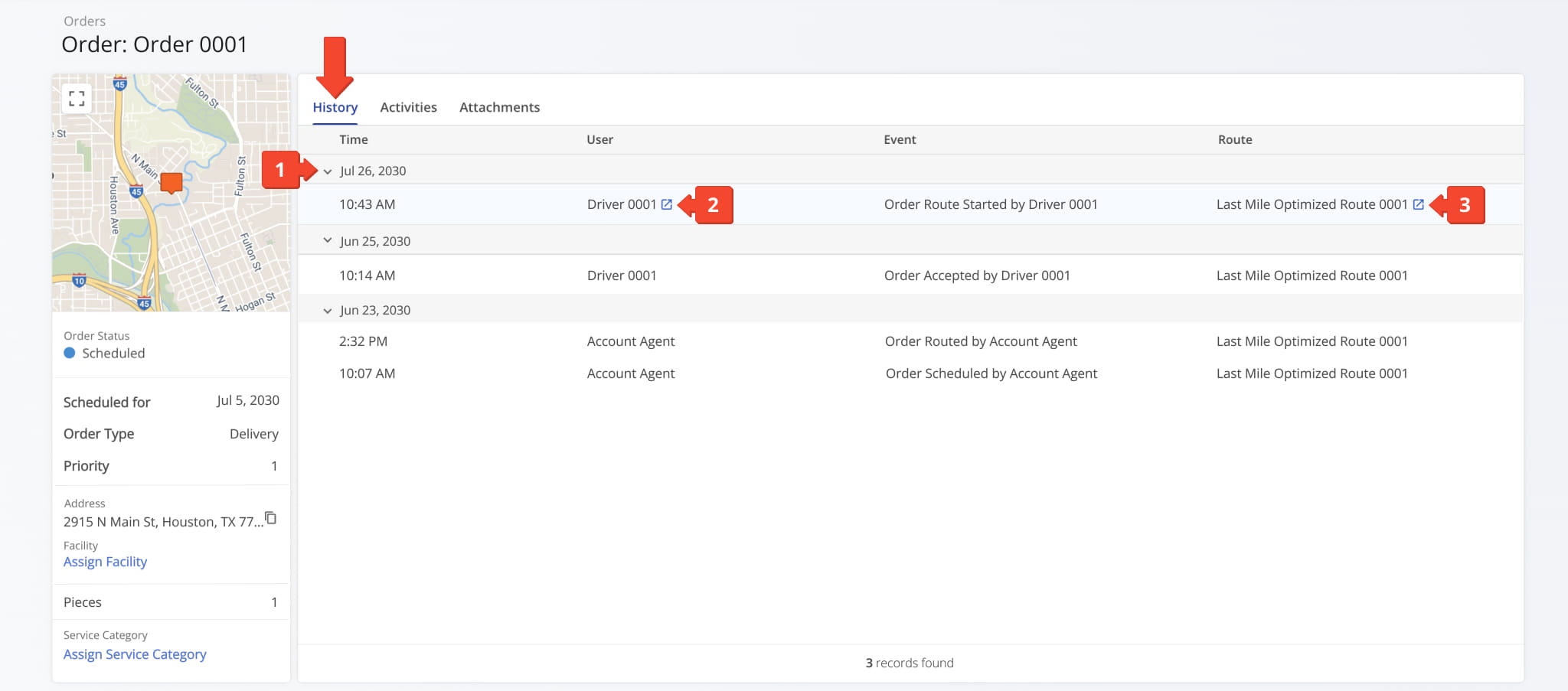 The Snapshot includes two data tabs, History and Activities, for viewing key Order details.