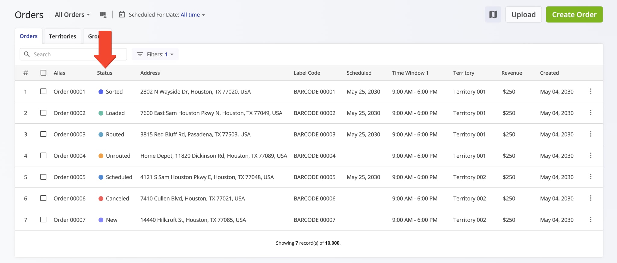 Orders in Route4Me's ERP Order Management and Routing System can have different statuses depending on the exact stage of the order lifecycle they're in.