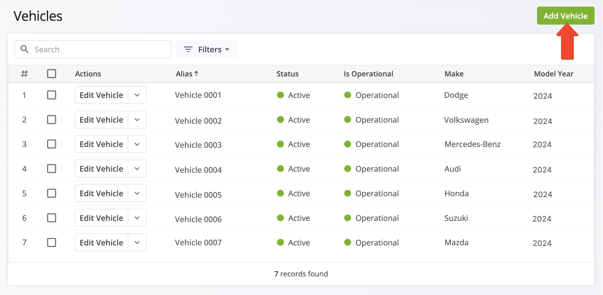 To create new fleet vehicles for commercial routing, click Team in the Navigation Menu, then Vehicles.