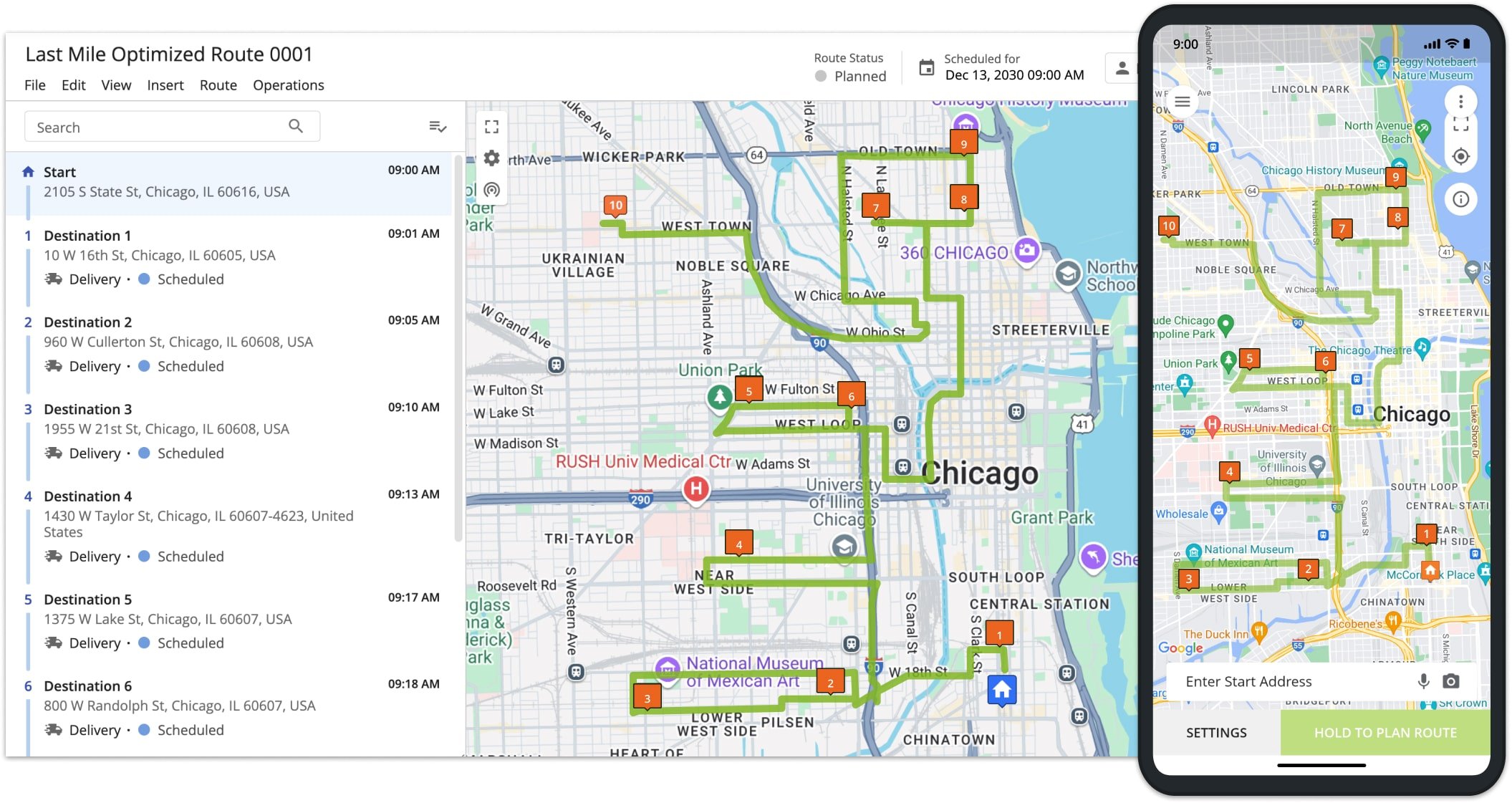 After assigning a route with a Commercial Vehicle Profile, a User can navigate the route using Route4Me’s Android Route Planning app or iPhone Route Planning app. 