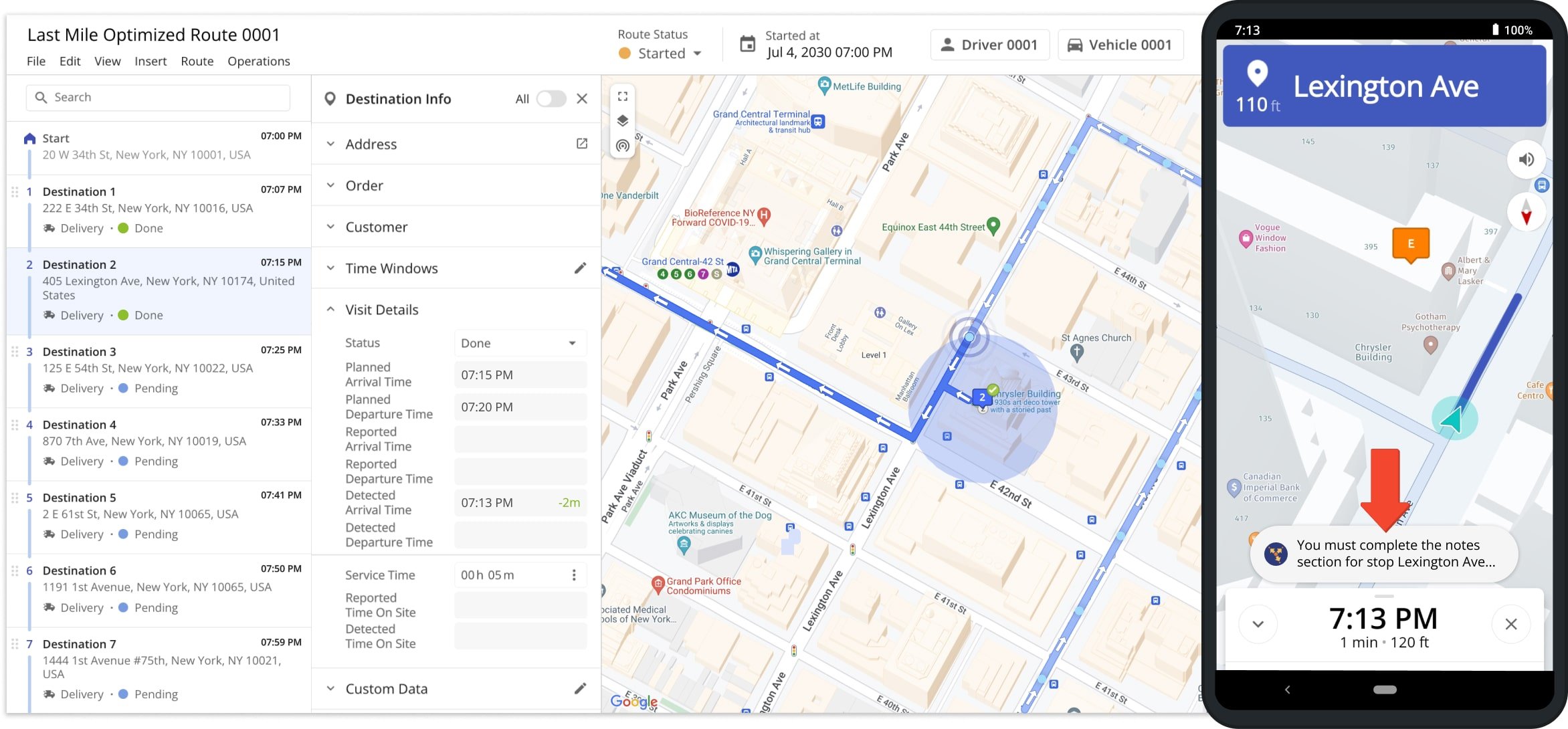 When Geofence Driver Notifications are enabled, drivers automatically receive a notification to add notes to a destination when the corresponding geofence is entered.