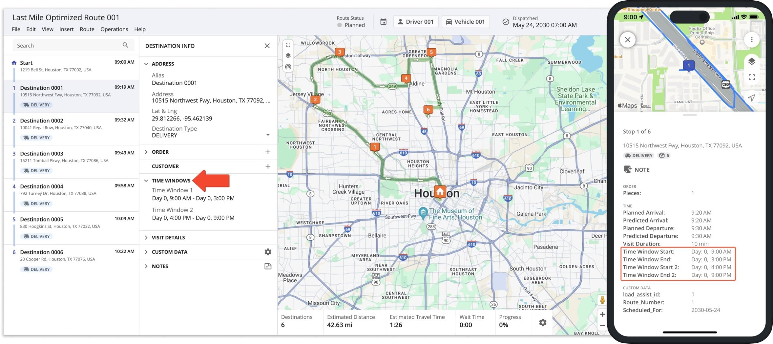 Route4Me's address routing software can plan routes with the most optimal schedule and addresse sequence in compliance with your customer's individual Time Windows.