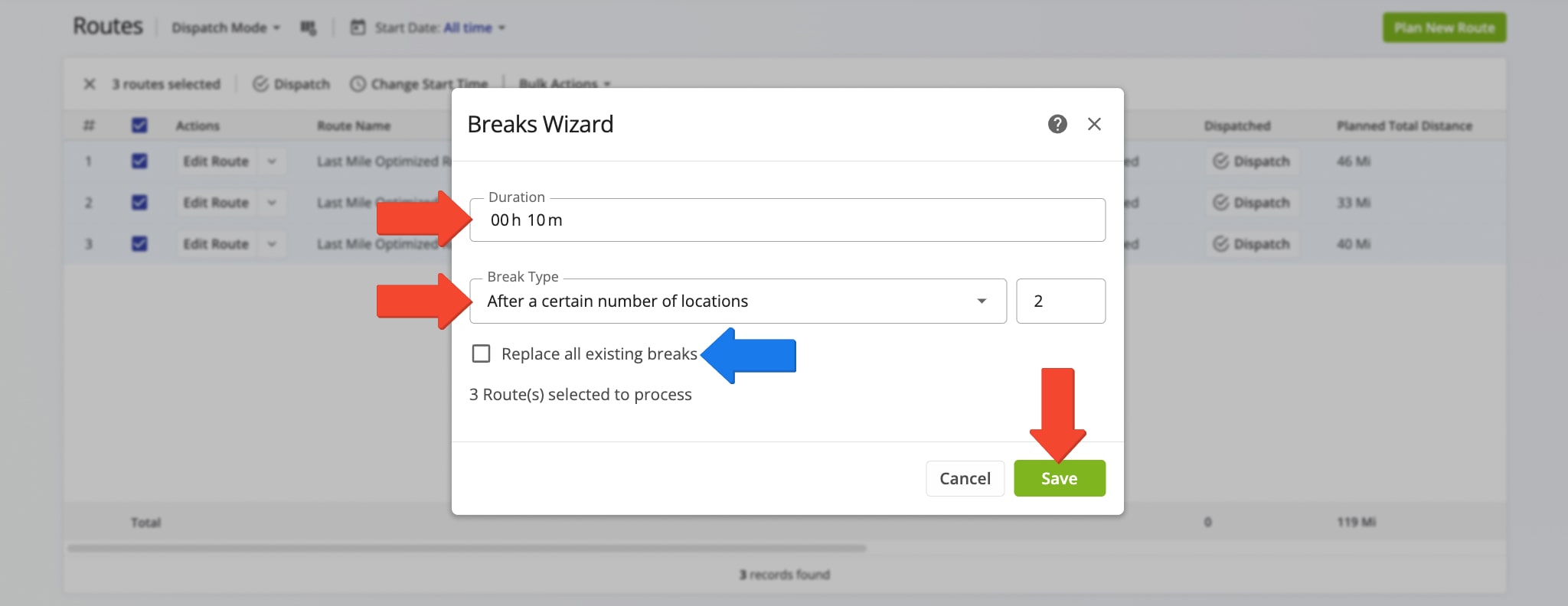 In Breaks Wizard, input your preferred break time in the Duration field and use the Break Type field to select the preferred break type and interval.