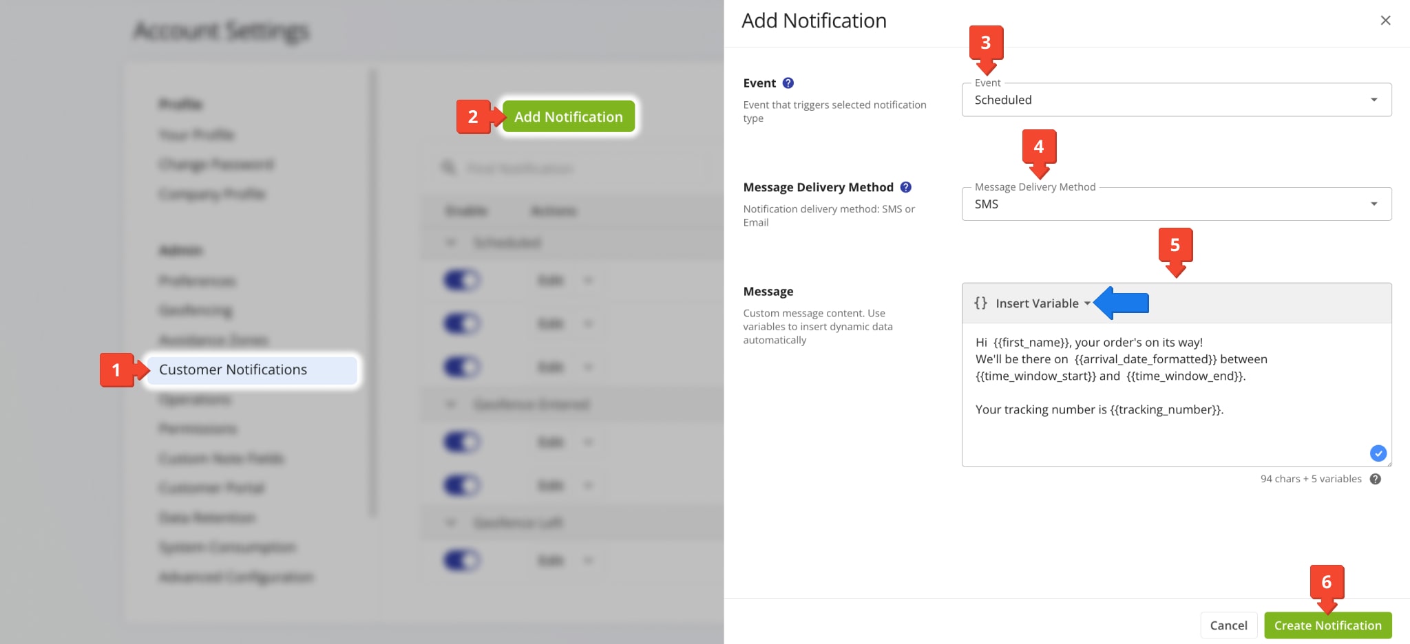 Enable and customize Route4Me SMS and Email Customer Notifications.